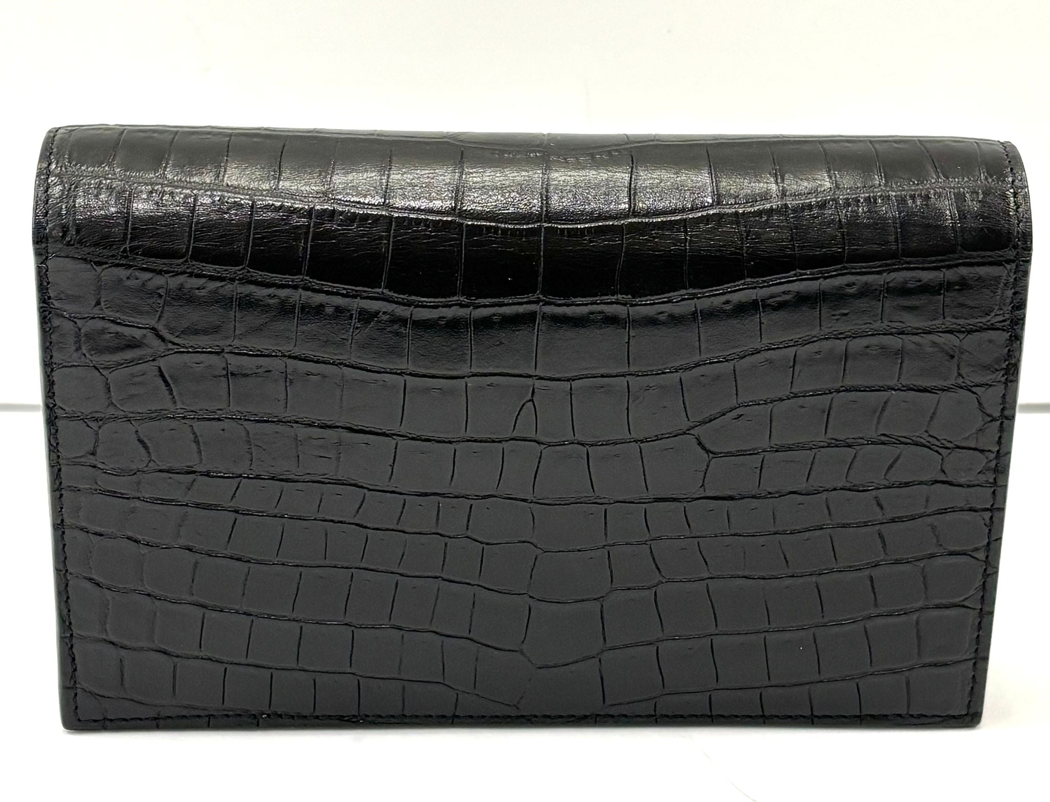 YSL KATE TASSEL CHAIN STRAP CROC EMBOSSED SHOULDER BAG