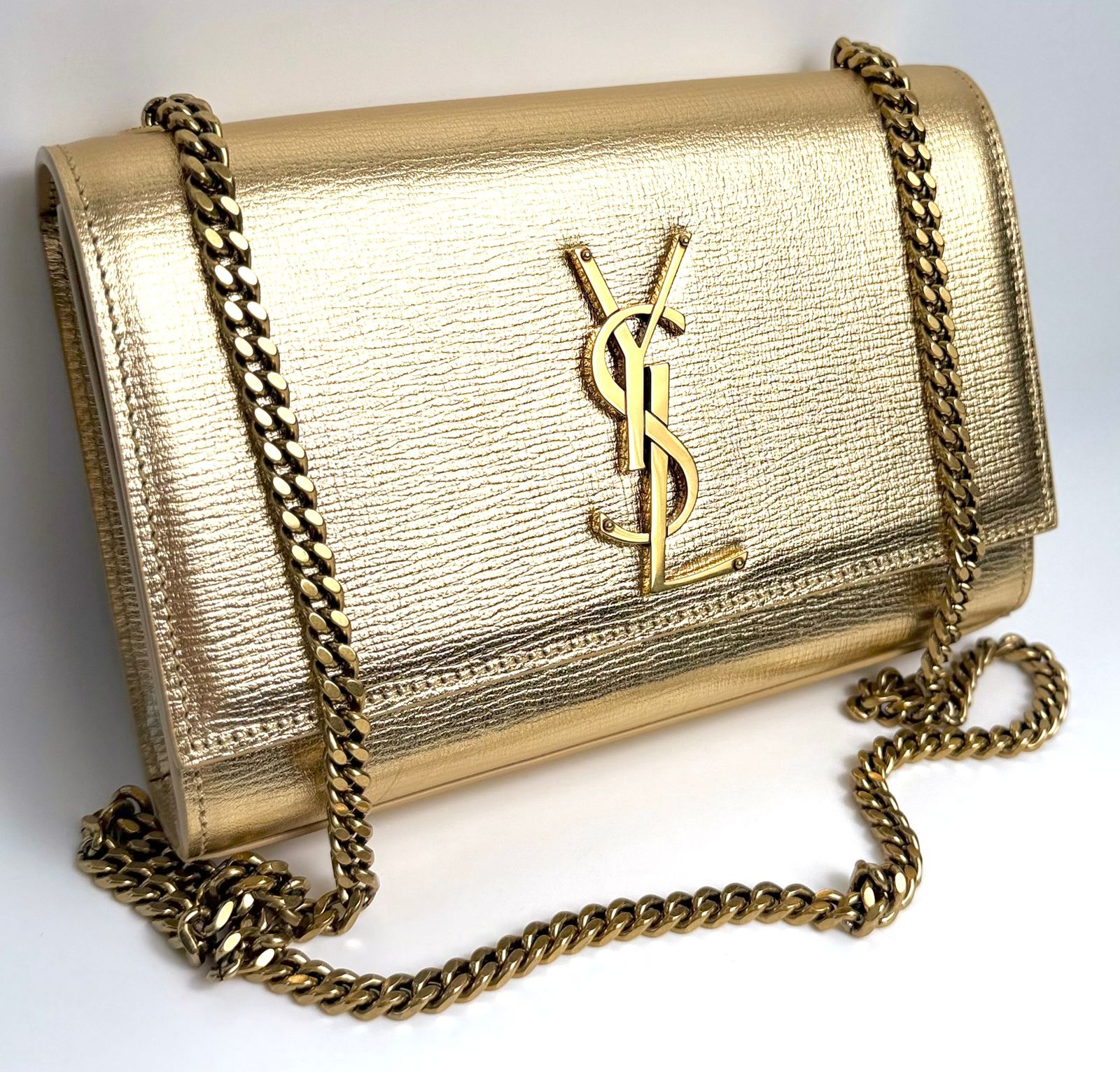 YSL KATE TASSEL METALLIC CALFSKIN LEATHER CROSSBODY BAG