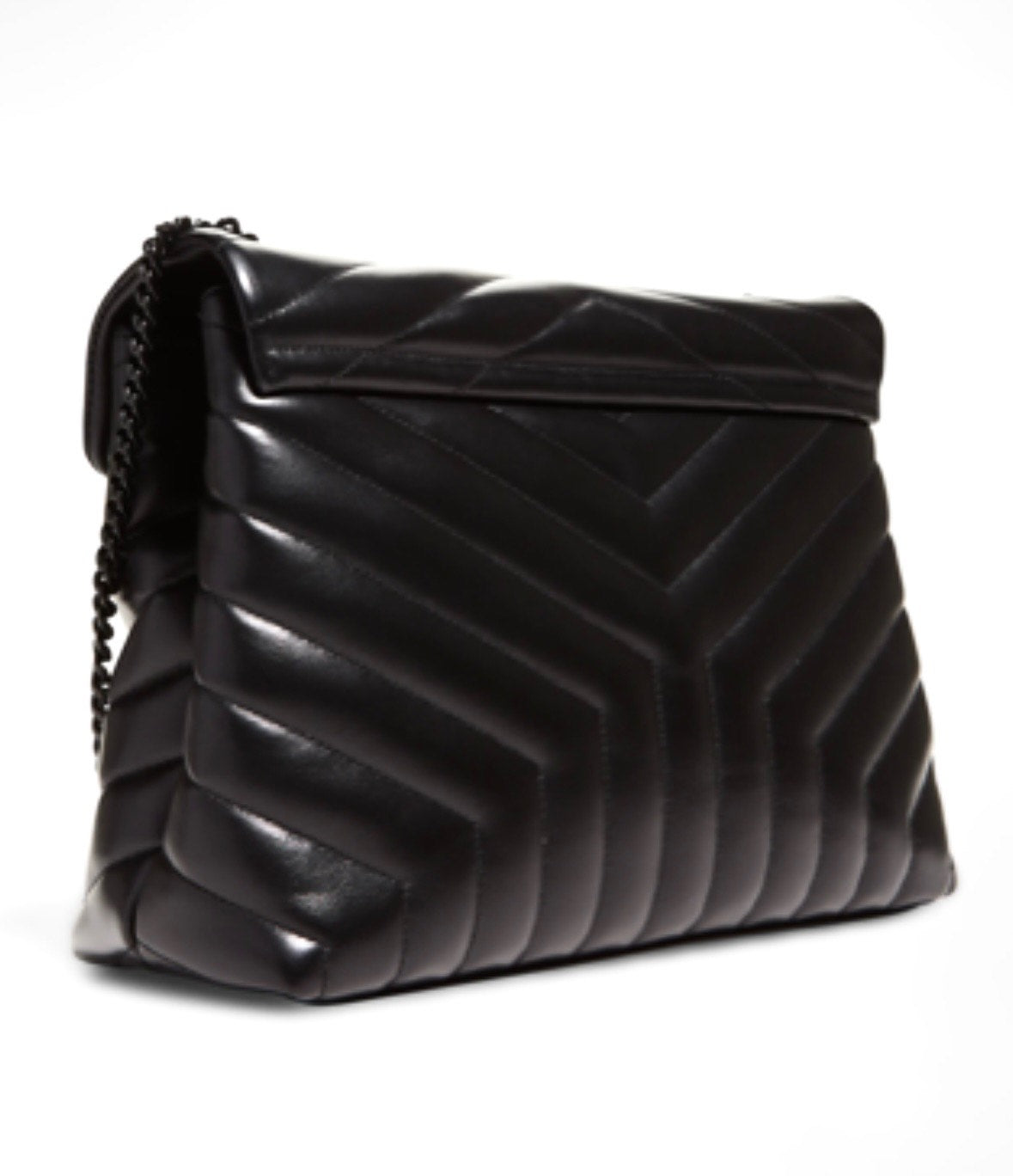 YSL LOULOU MEDIUM QUILTED LEATHER BLACK ON BLACK SHOULDER BAG