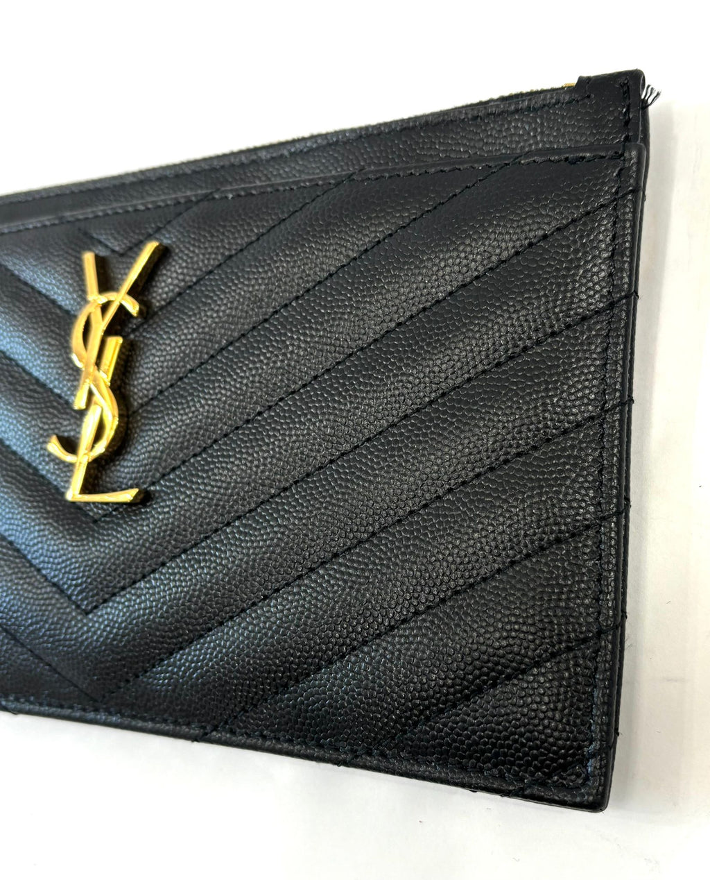 YSL MONOGRAM CHEVRON QUILTED CALFSKIN CLUTCH BAG