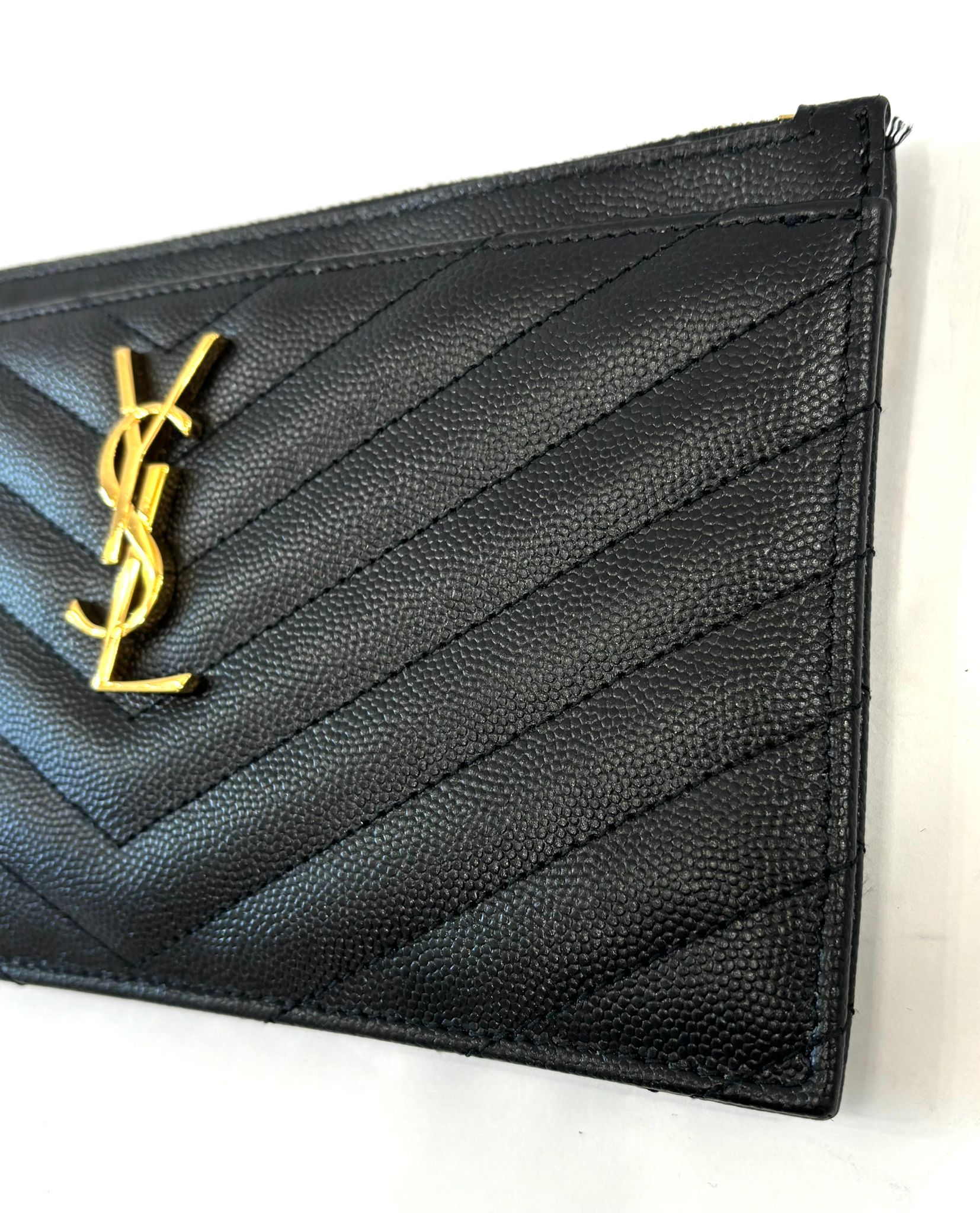 YSL MONOGRAM CHEVRON QUILTED CALFSKIN CLUTCH BAG