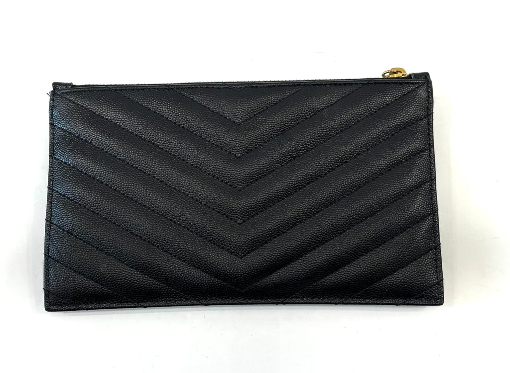 YSL MONOGRAM CHEVRON QUILTED CALFSKIN CLUTCH BAG