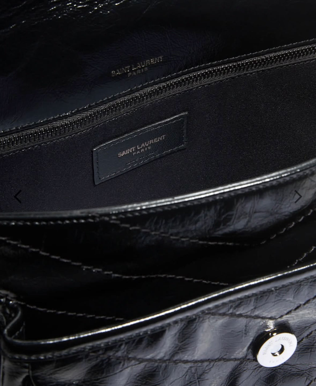 YSL NIKI CRINKLED LEATHER MEDIUM FLAP SHOULDER BAG