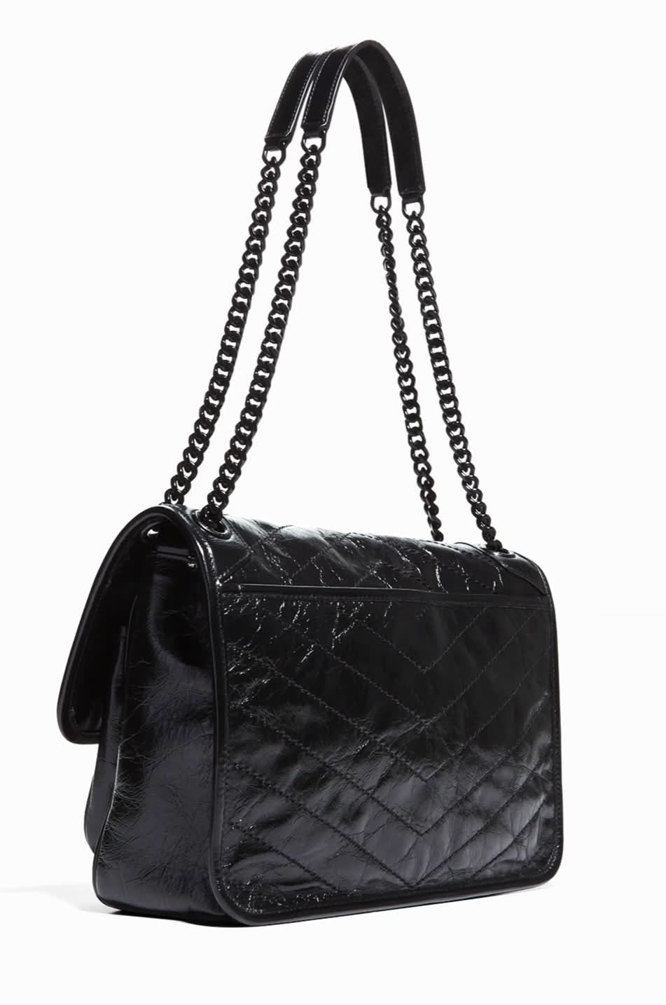 YSL NIKI CRINKLED LEATHER MEDIUM FLAP SHOULDER BAG
