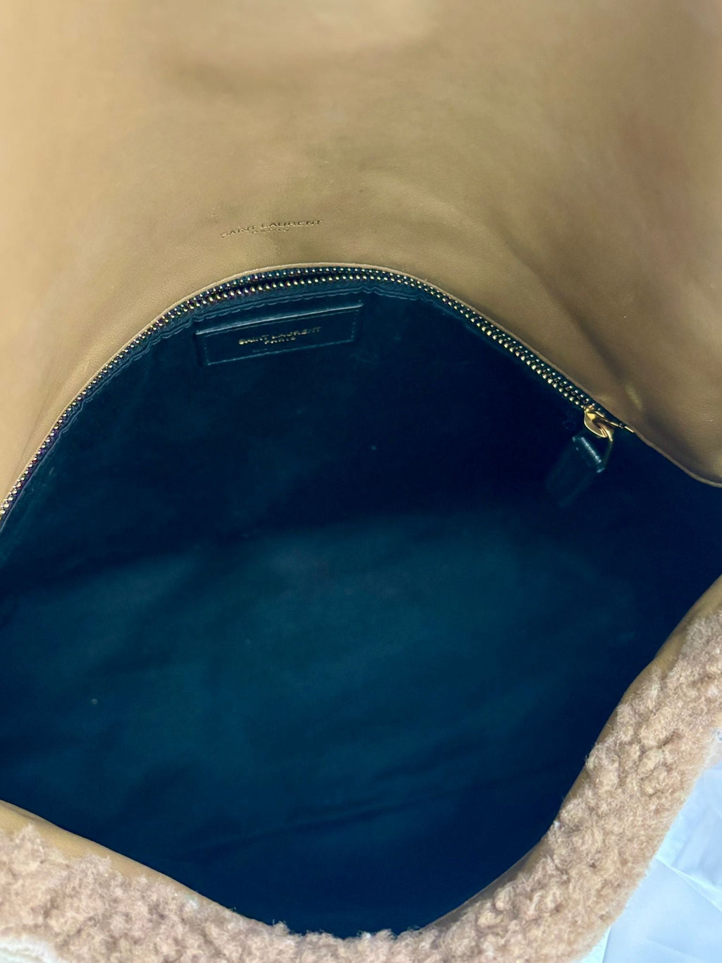 YSL SHEARLING MEDIUM MONOGRAM LOULOU PUFFER BAG
