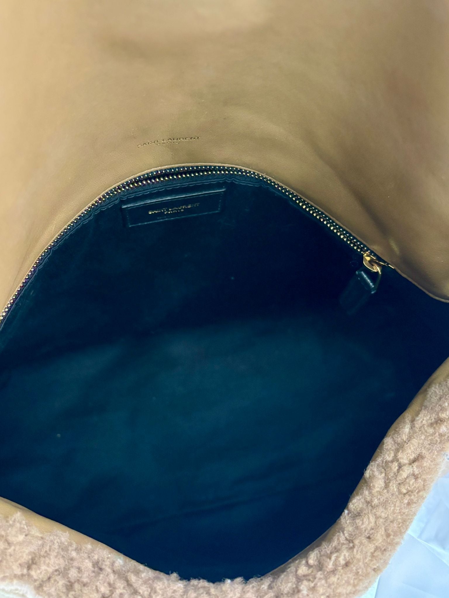 YSL SHEARLING MEDIUM MONOGRAM LOULOU PUFFER BAG