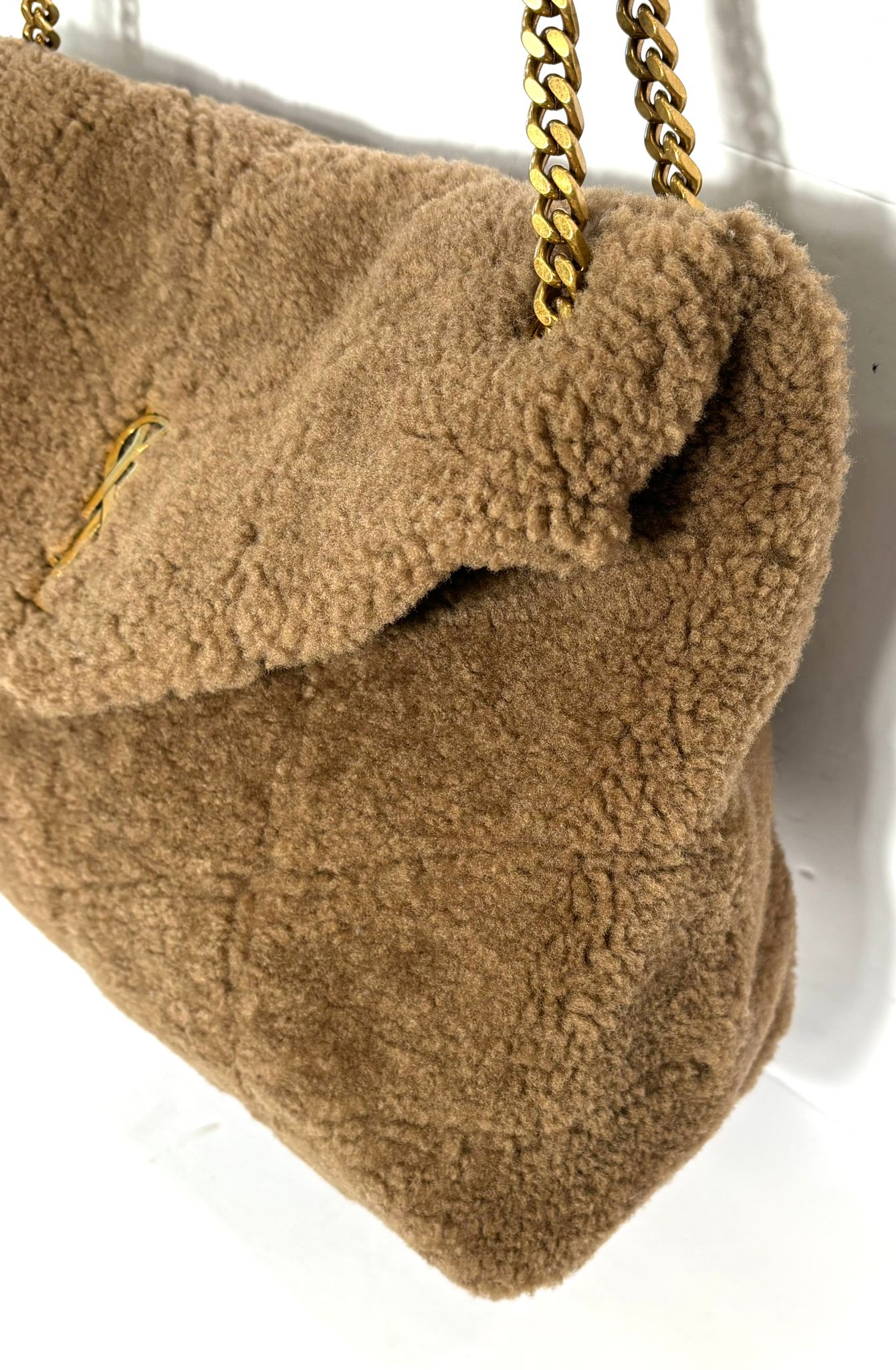 YSL SHEARLING MEDIUM MONOGRAM LOULOU PUFFER BAG