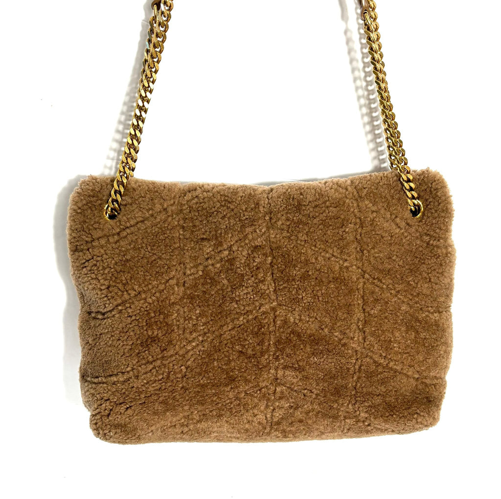 YSL SHEARLING MEDIUM MONOGRAM LOULOU PUFFER BAG