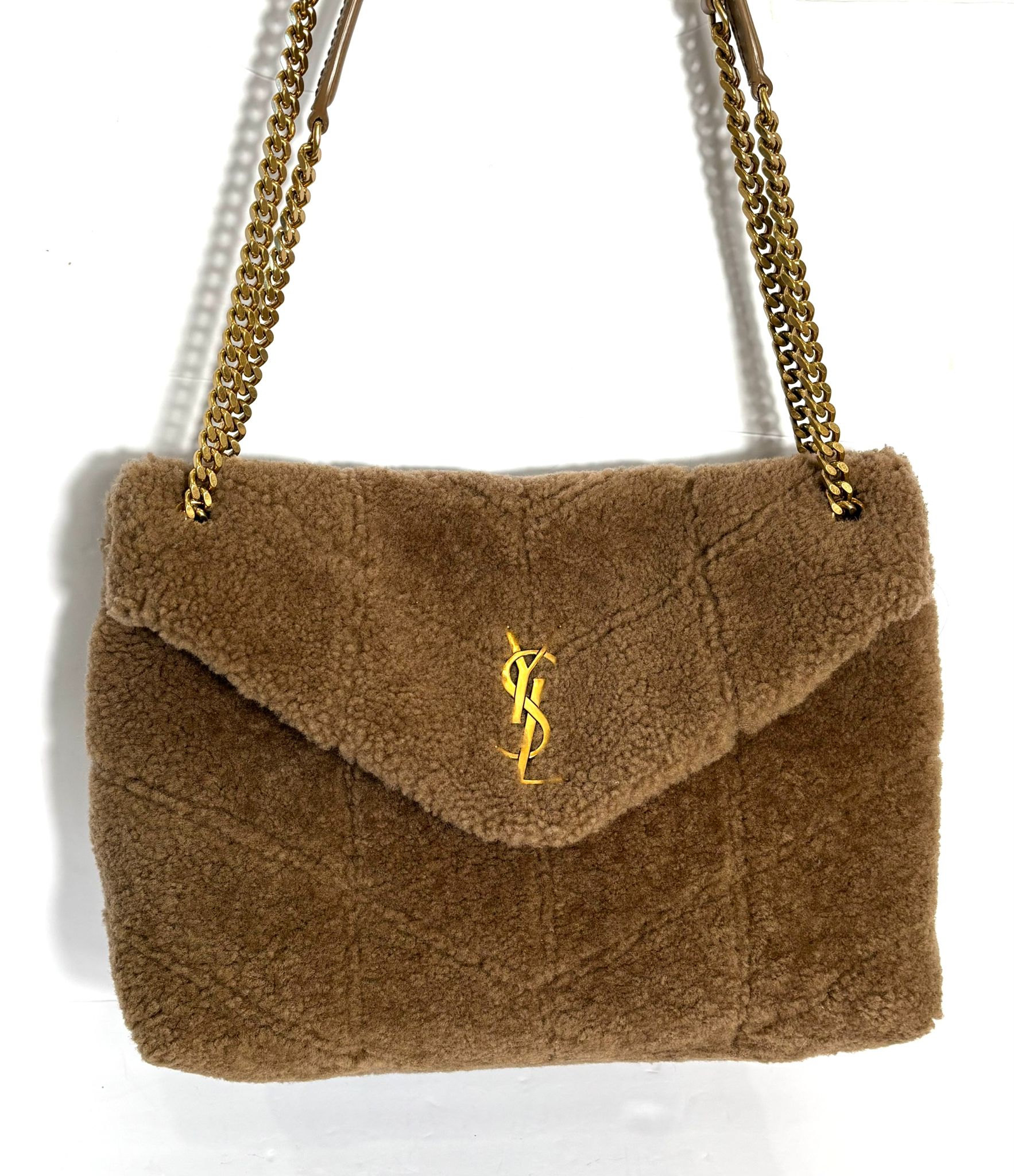 YSL SHEARLING MEDIUM MONOGRAM LOULOU PUFFER BAG