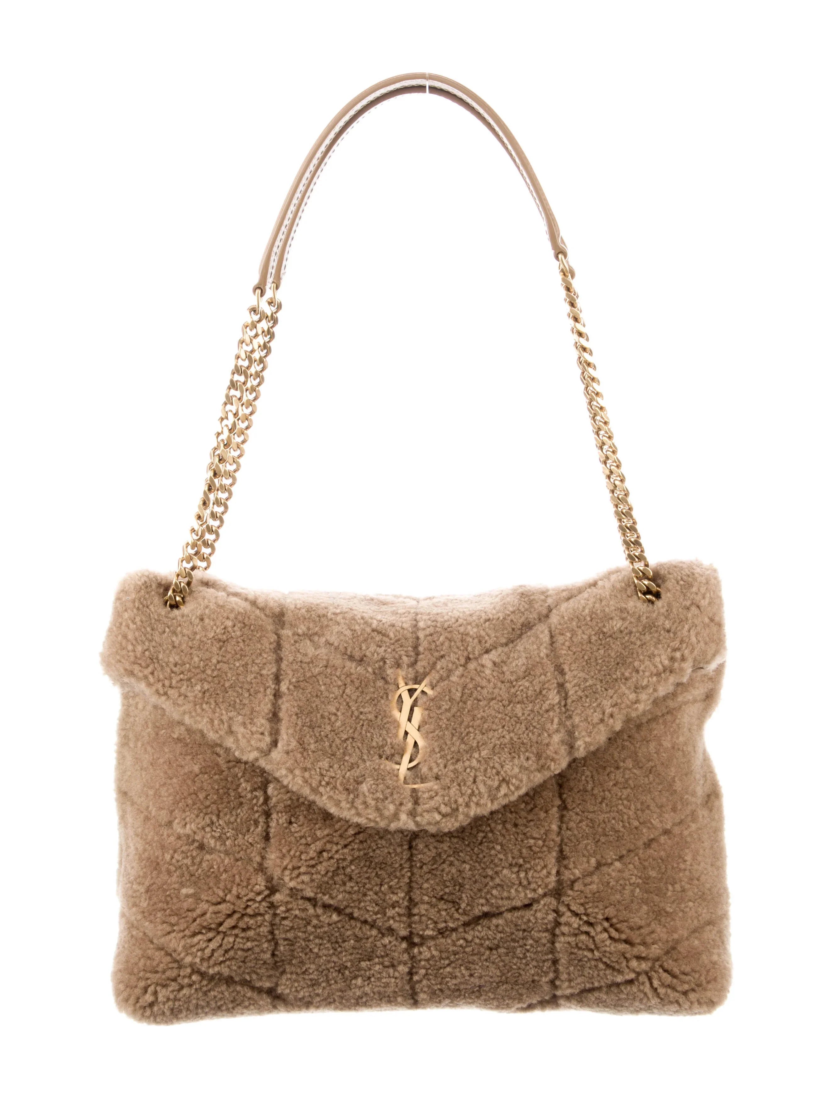 YSL SHEARLING MEDIUM MONOGRAM LOULOU PUFFER BAG