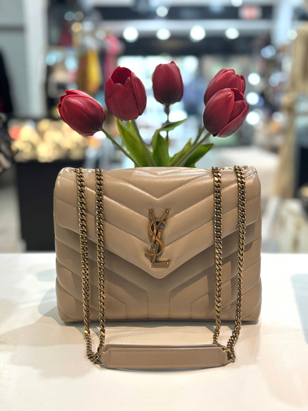 YSL LOULOU LAMBSKIN LEATHER SMALL SHOULDER BAG