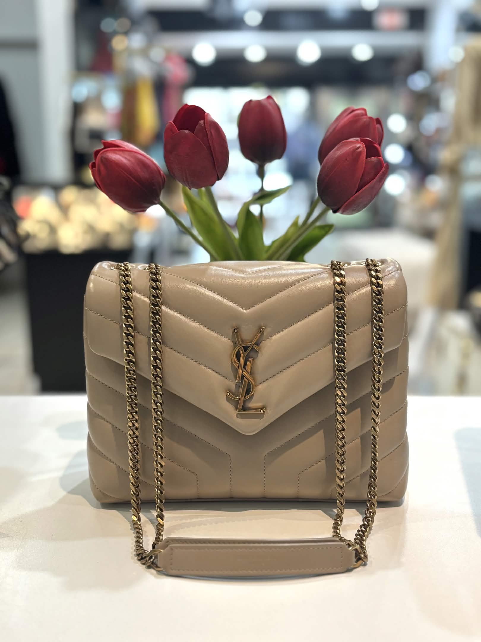 YSL LOULOU LAMBSKIN LEATHER SMALL SHOULDER BAG