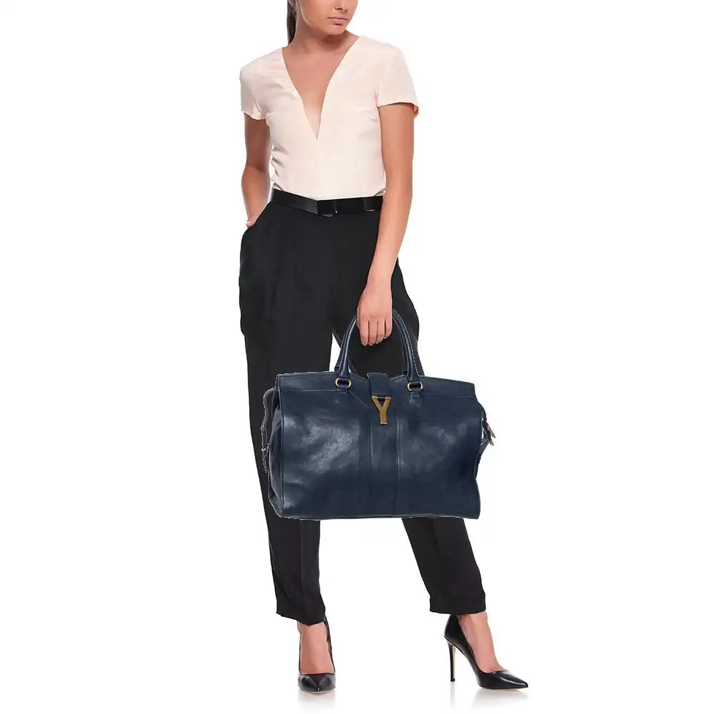 YSL LEATHER MEDIUM Y CABAS CHYC TOTE BAG