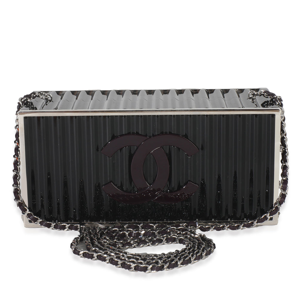 18A Black Lucite Paris Hamburg Minaudiere Shipping Container Clutch