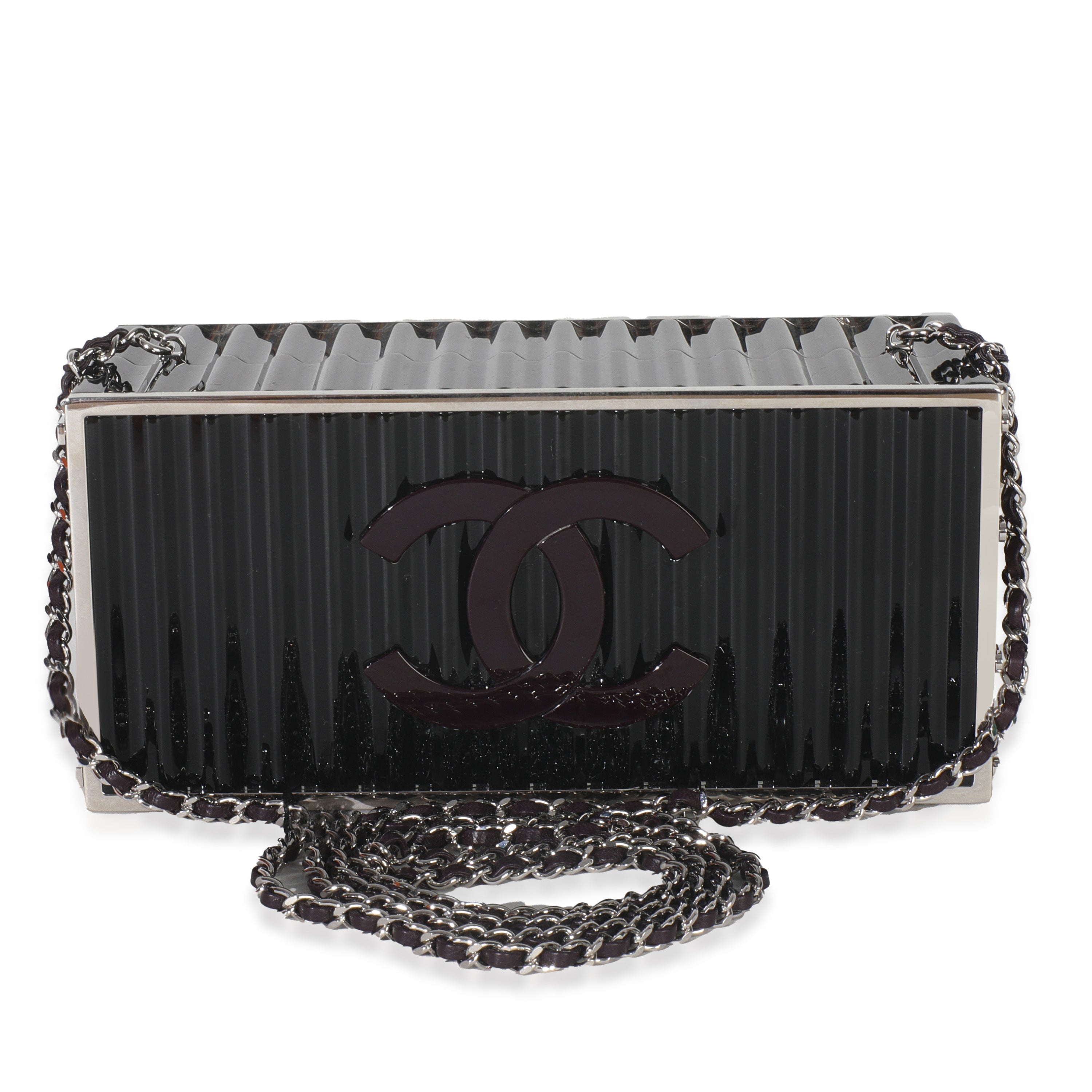 18A Black Lucite Paris Hamburg Minaudiere Shipping Container Clutch
