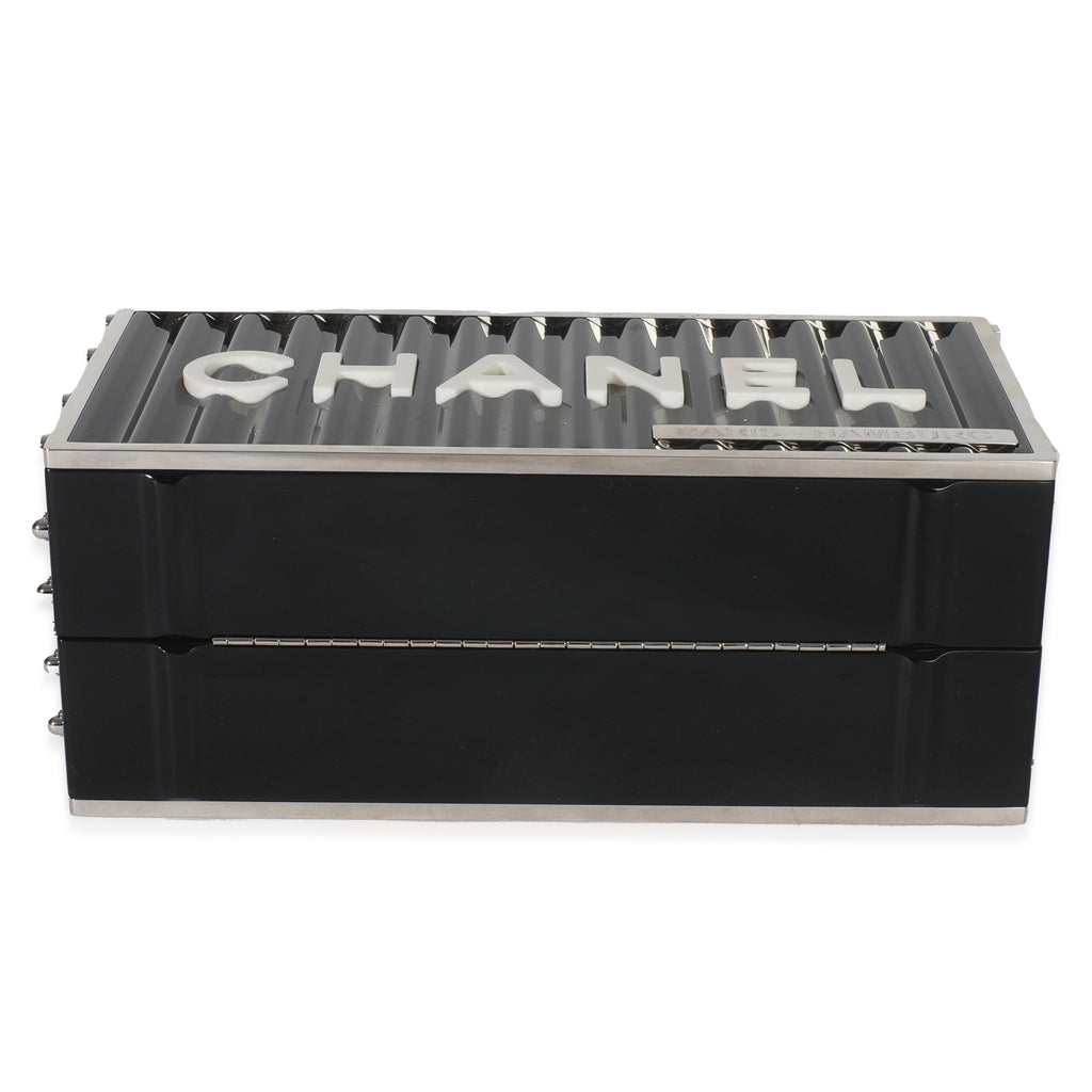 18A Black Lucite Paris Hamburg Minaudiere Shipping Container Clutch
