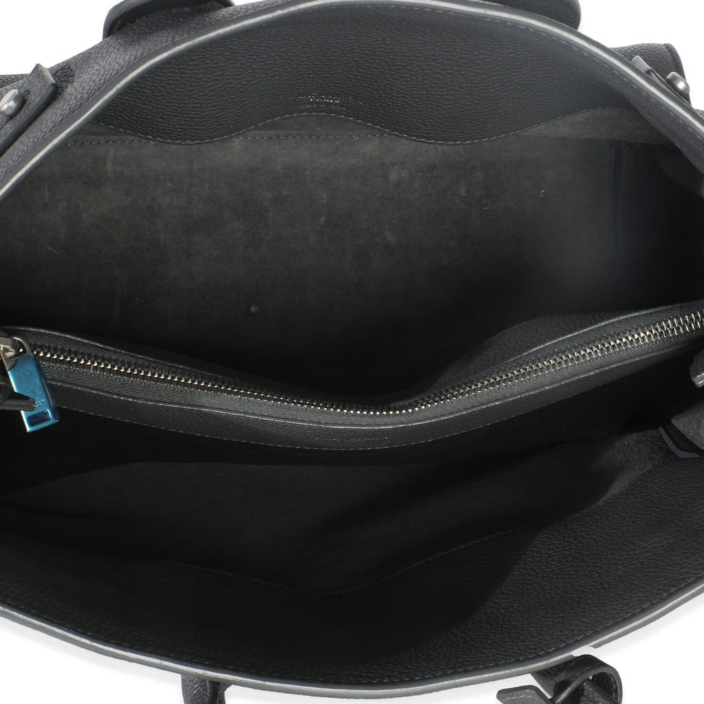 Grey Grained Calfskin Small Souple Sac De Jour