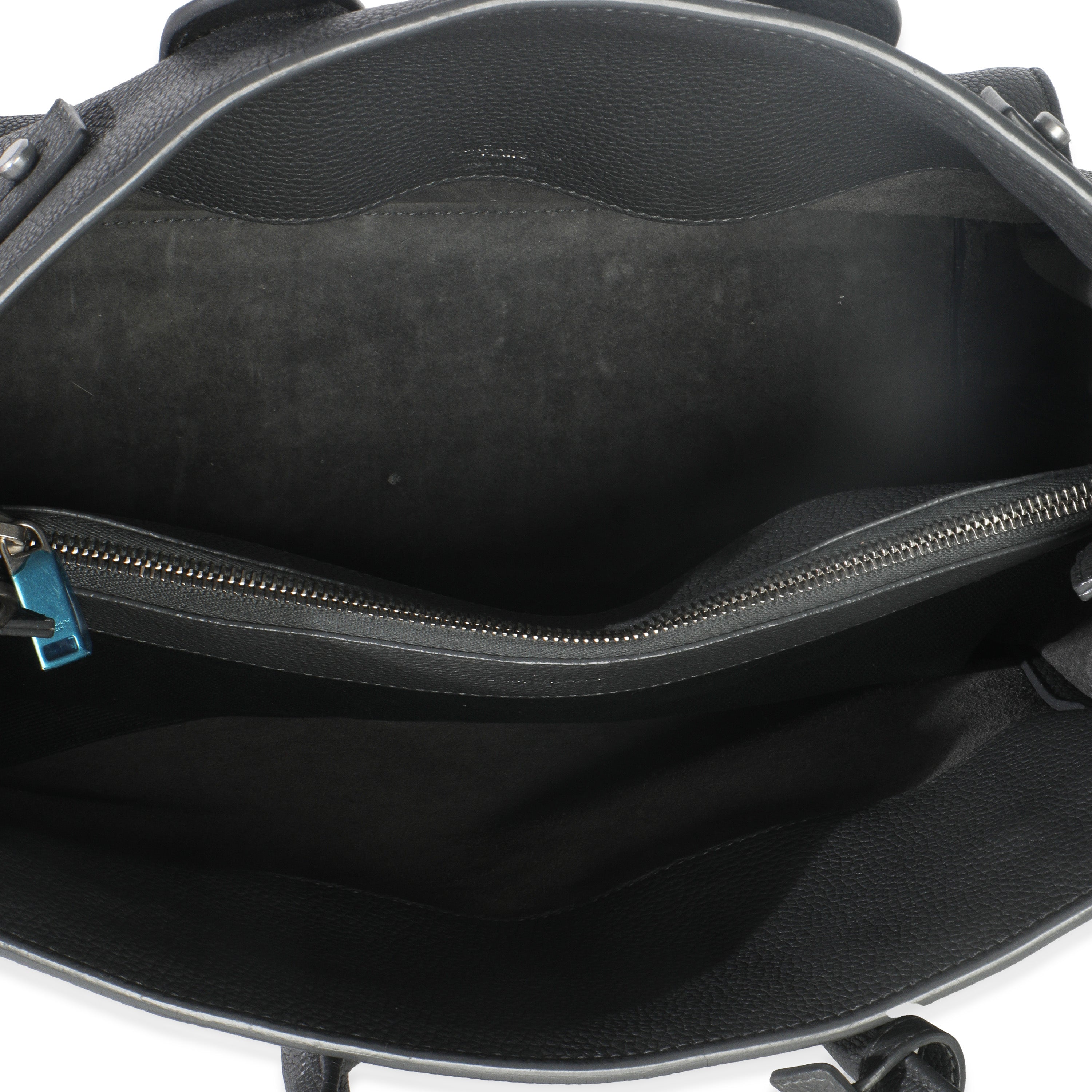 Grey Grained Calfskin Small Souple Sac De Jour