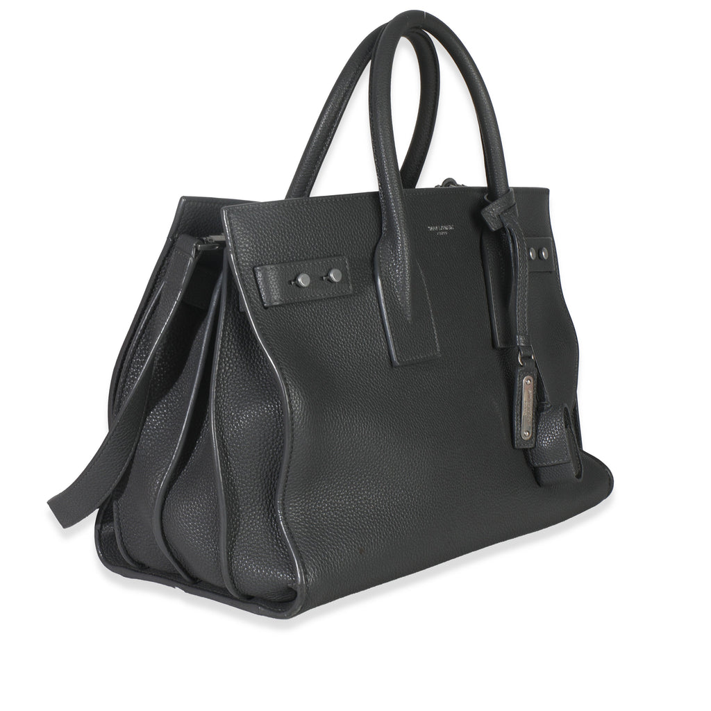 Grey Grained Calfskin Small Souple Sac De Jour