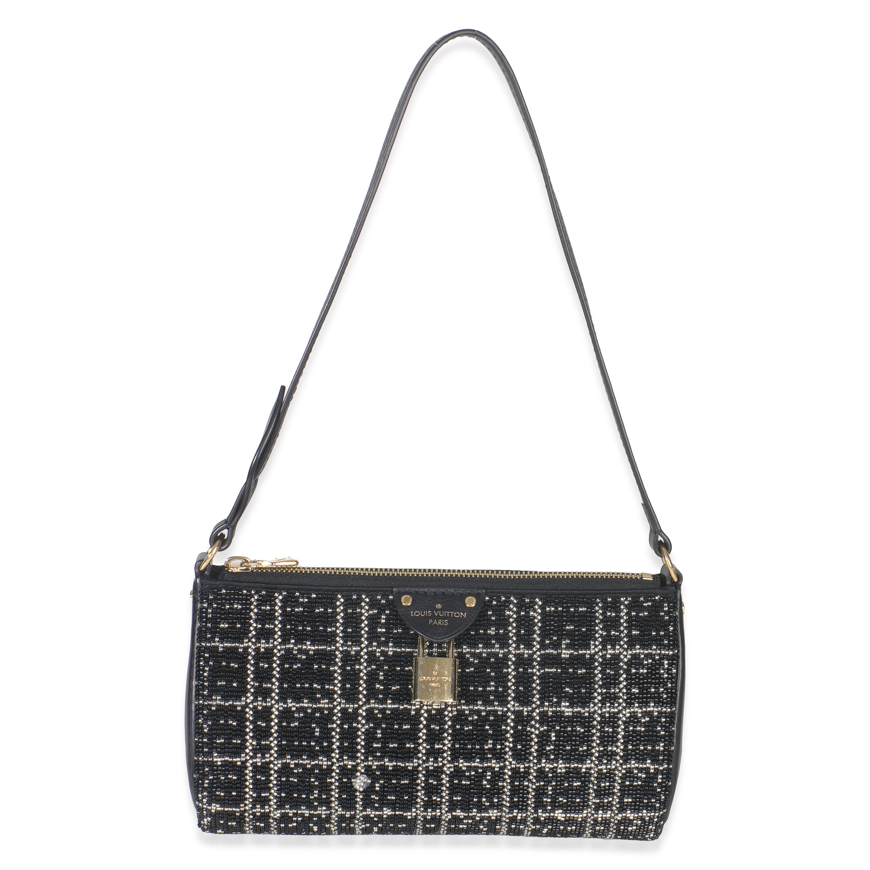 Black White Beaded Pochette Tirette