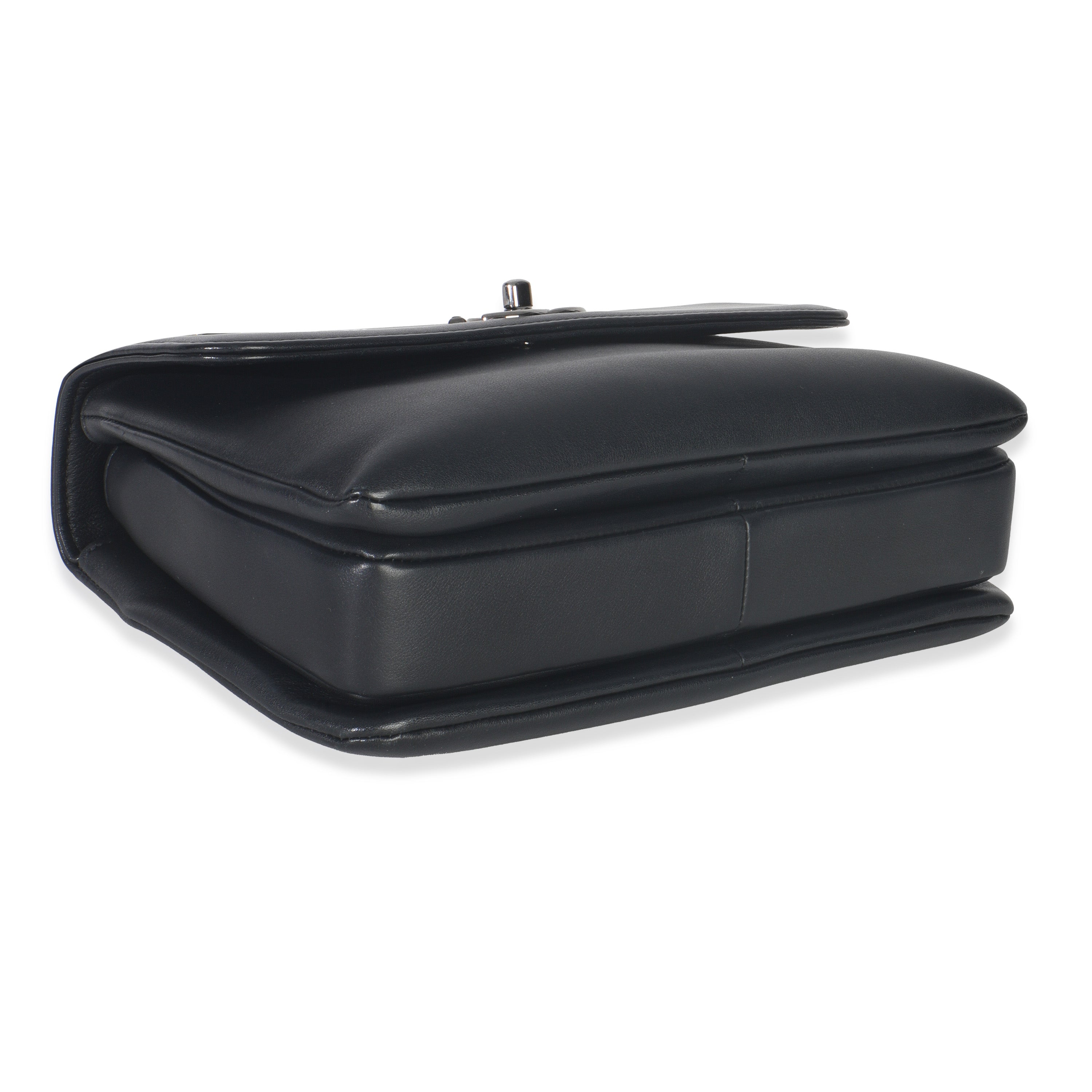 Black Calfskin Smooth Small Trendy CC Flap Bag