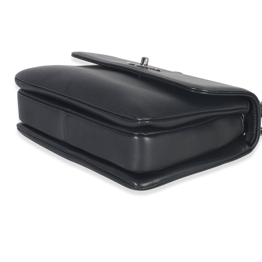 Black Calfskin Smooth Small Trendy CC Flap Bag