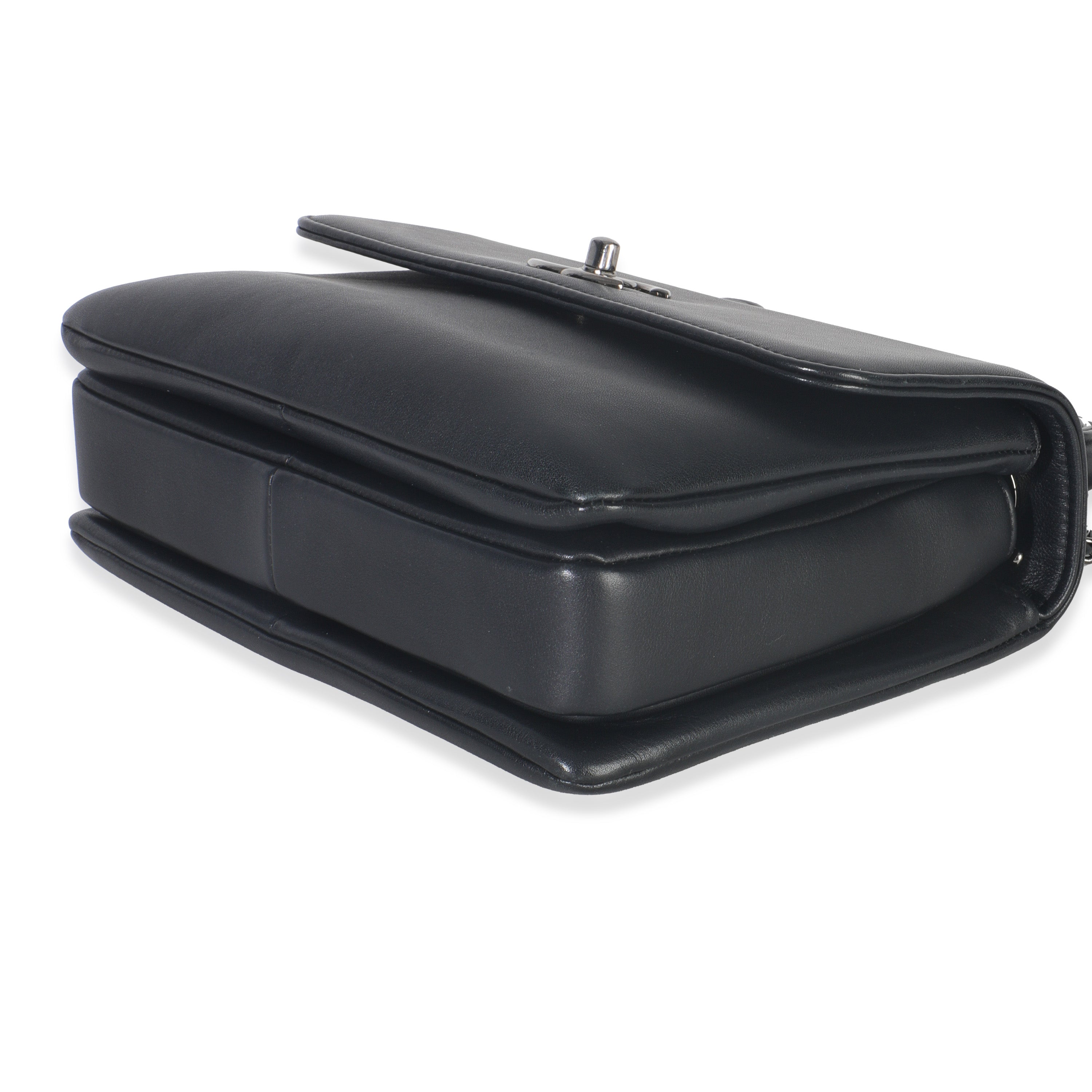 Black Calfskin Smooth Small Trendy CC Flap Bag