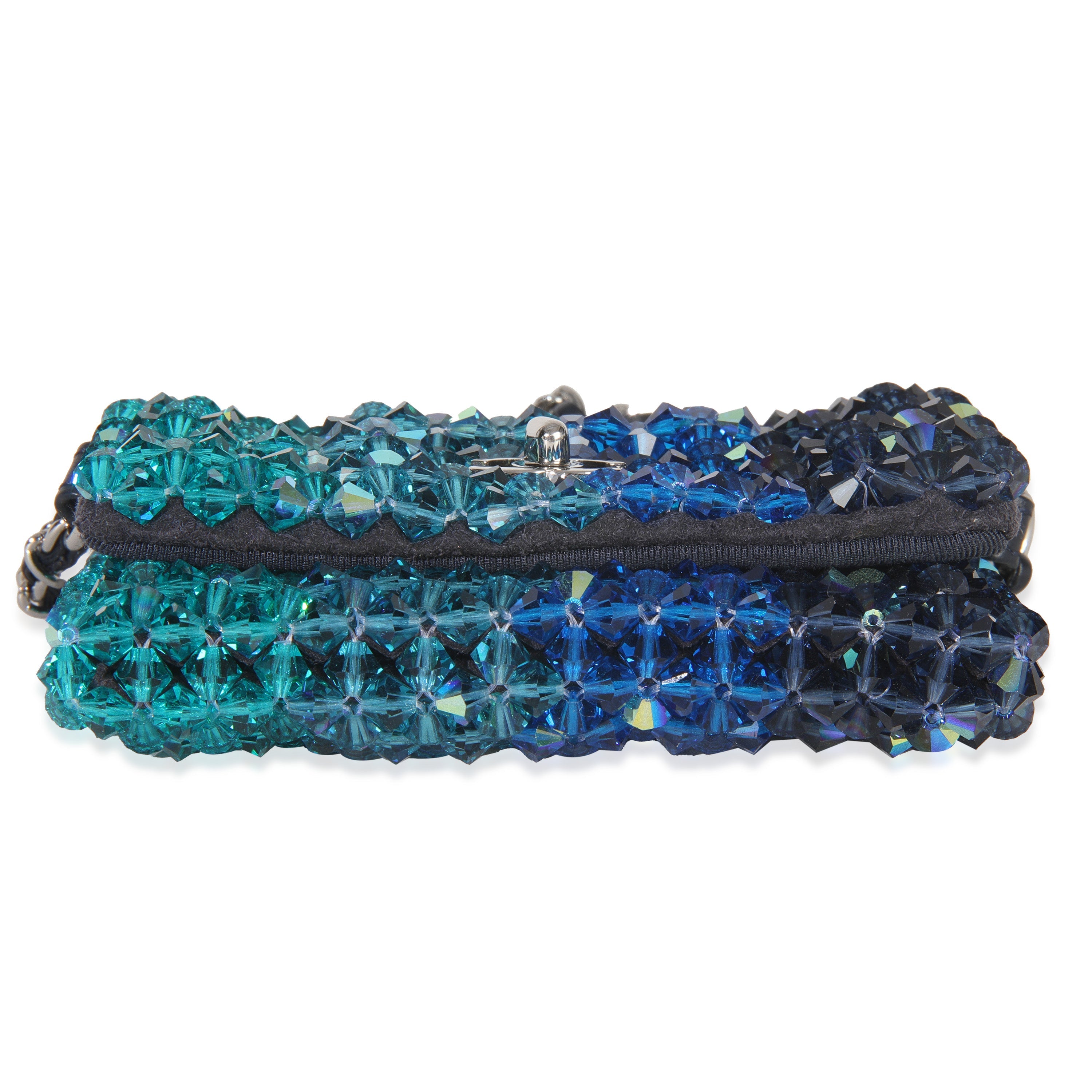 Blue Ombre Beaded Micro Clutch On Chain