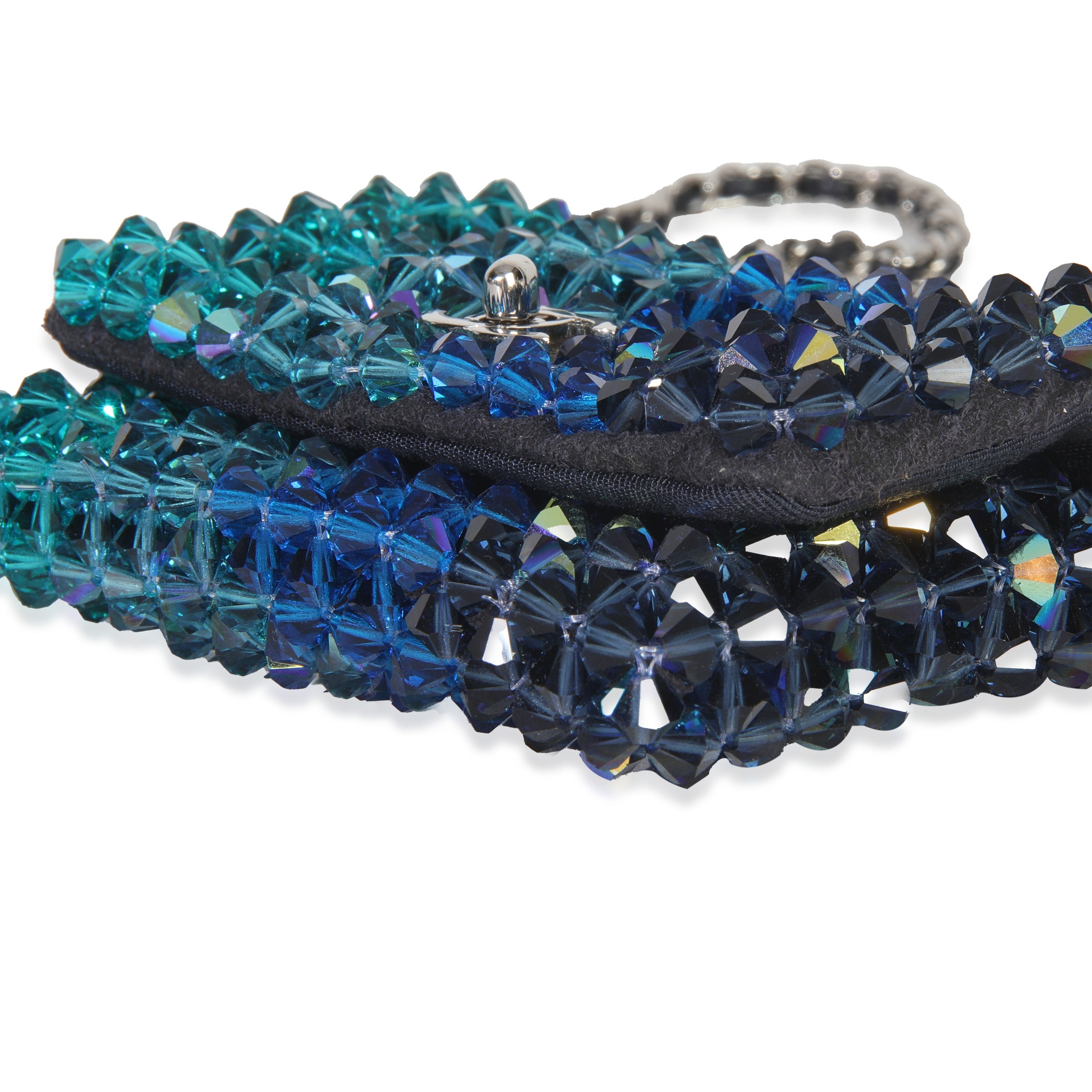 Blue Ombre Beaded Micro Clutch On Chain