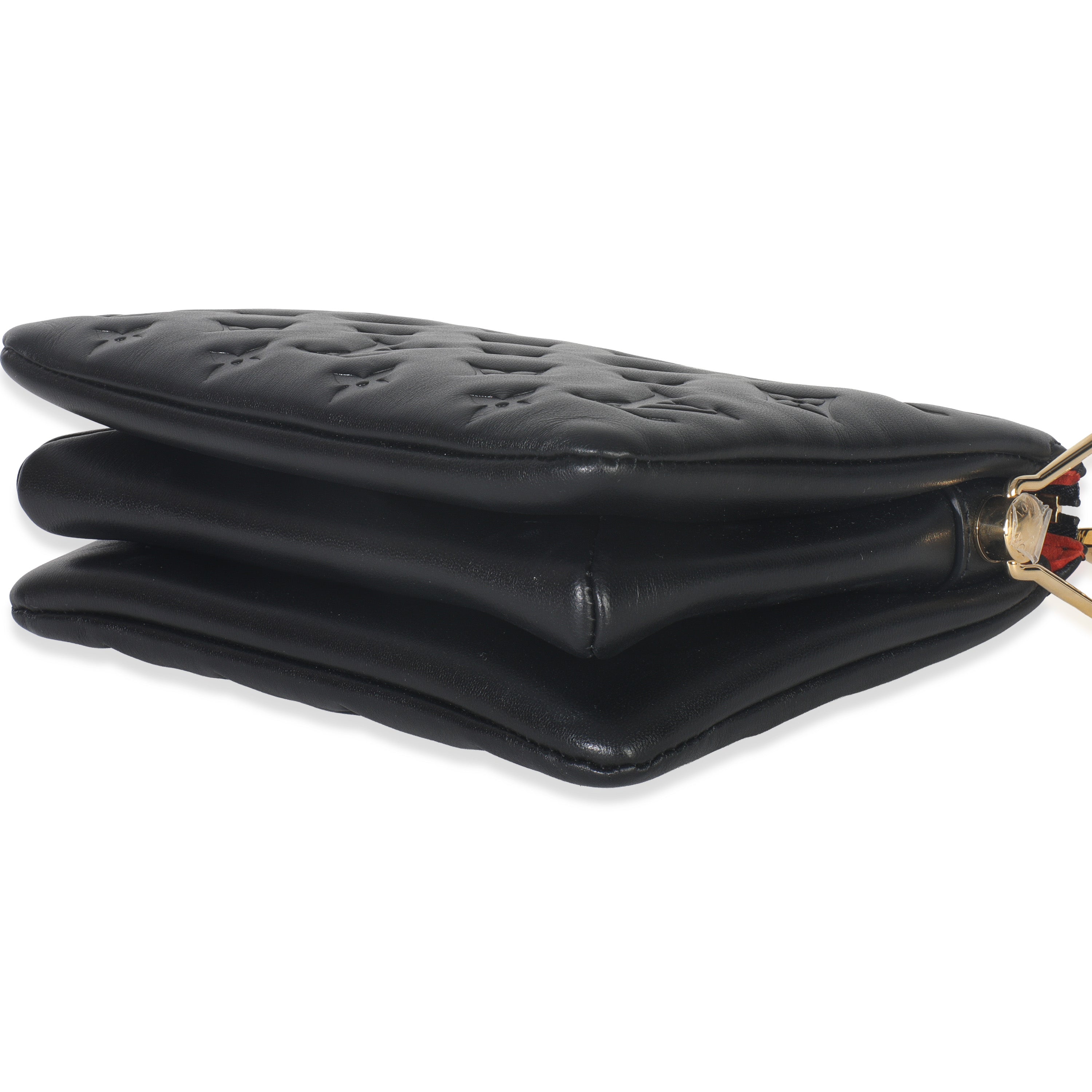Black Monogram Embossed Lambskin Coussin BB