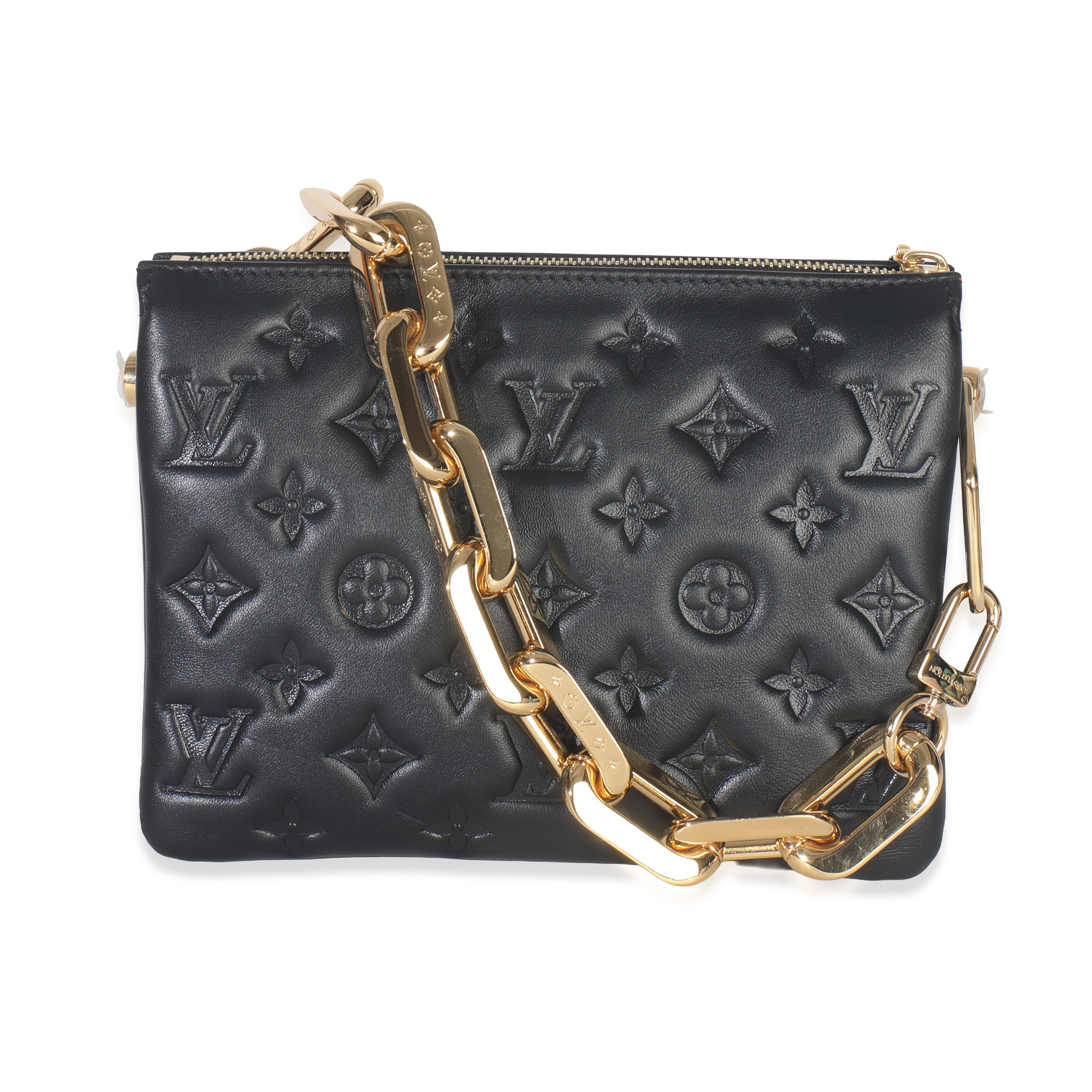 Black Monogram Embossed Lambskin Coussin BB