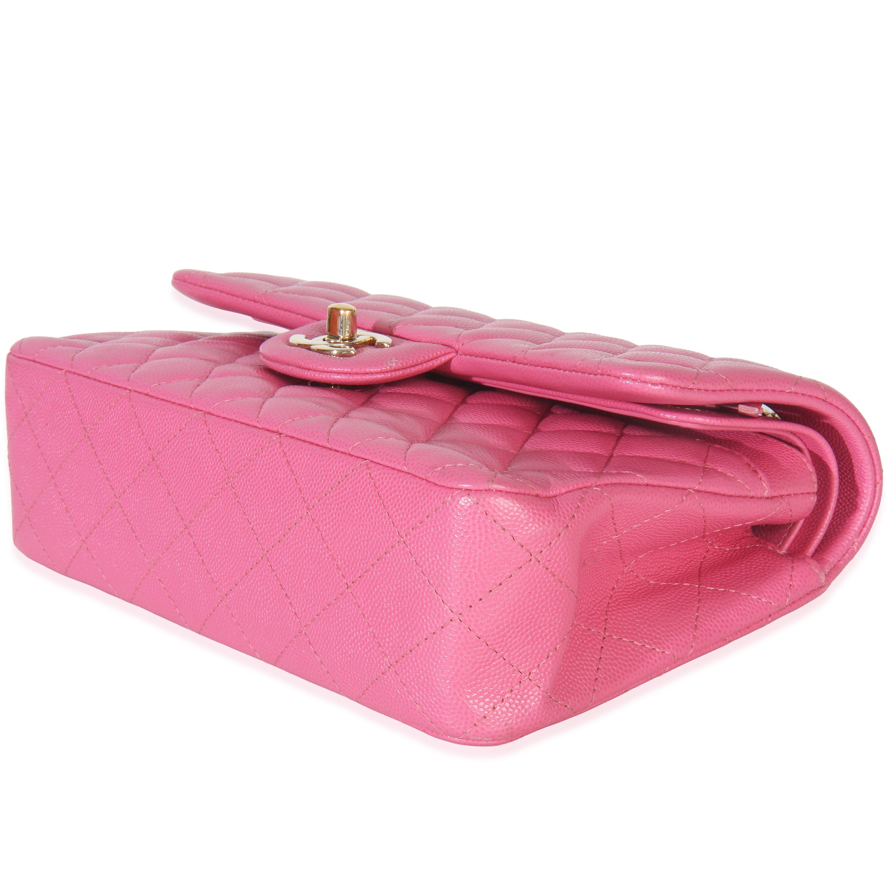 22P Pink Quilted Caviar Small Classic Double Flap Bag