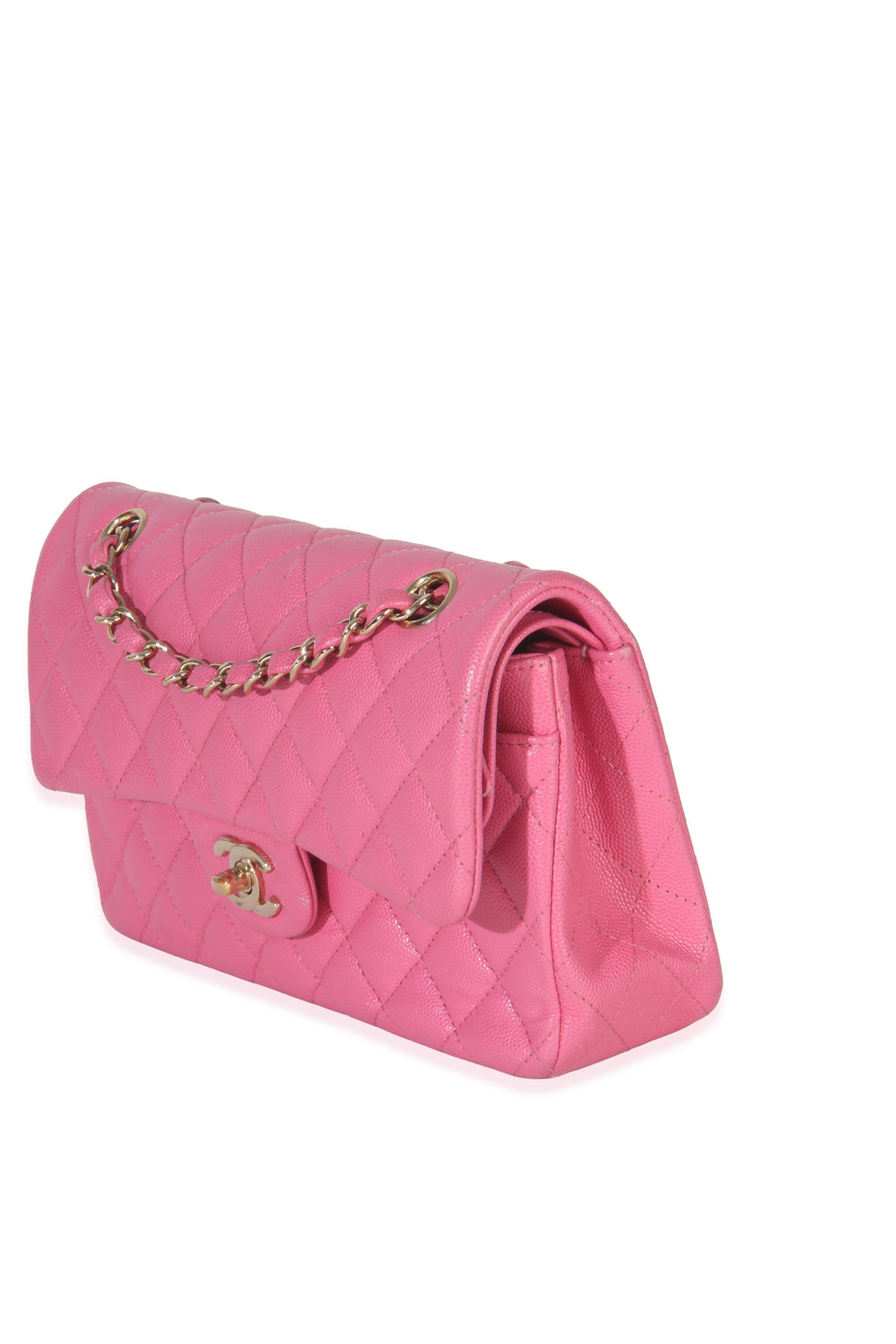 22P Pink Quilted Caviar Small Classic Double Flap Bag