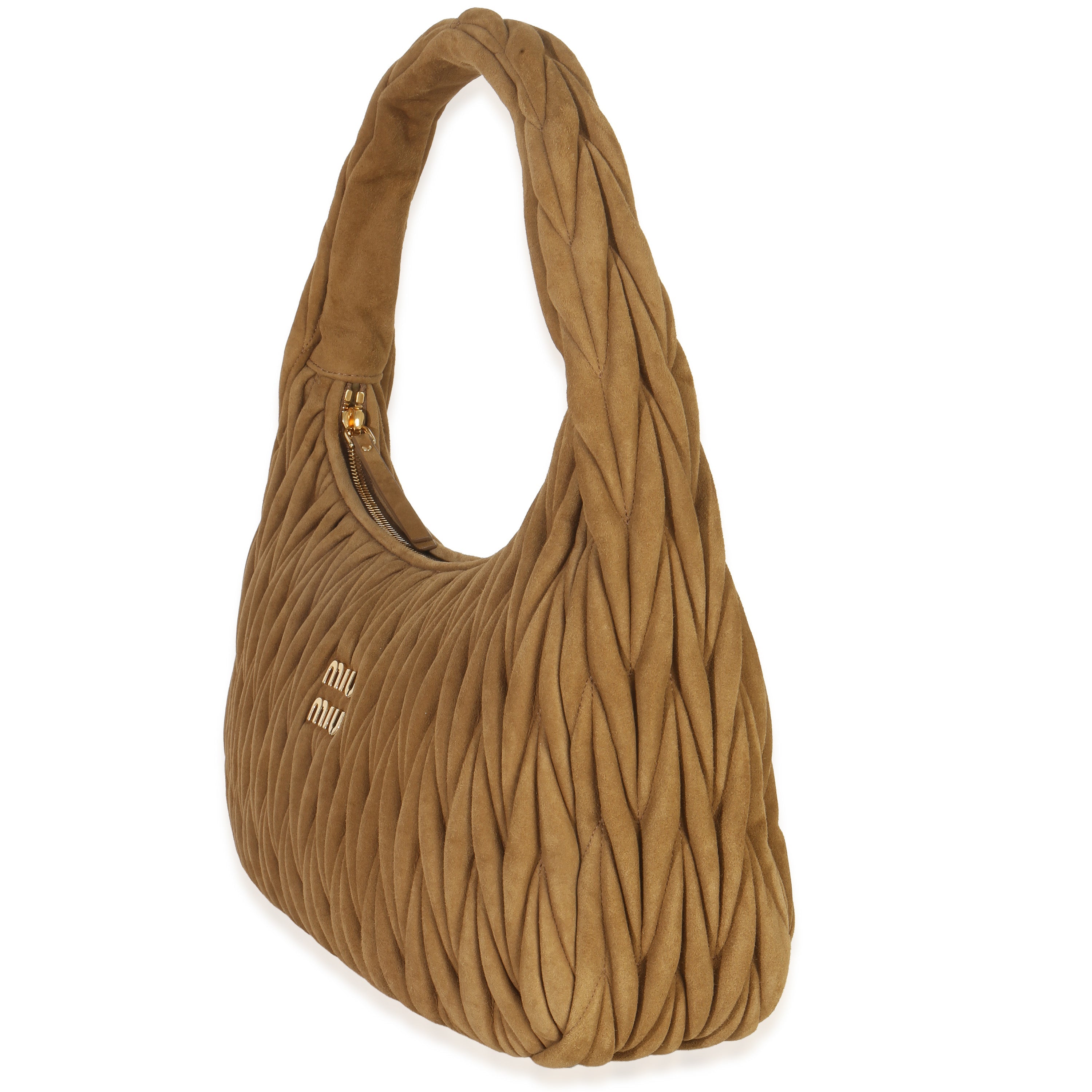 Brown Suede Matelasse Wander Hobo