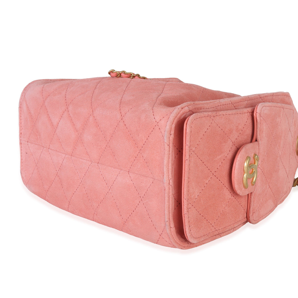 Pink Quilted Suede Mini Chanel 25 Hobo