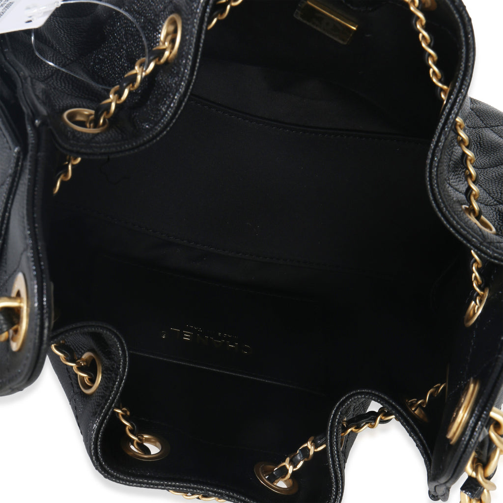 Black Quilted Caviar Mini Chanel 25 Hobo Handbag