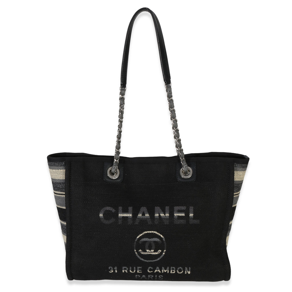 Blue Canvas Striped Small Deauville Shopping Tote