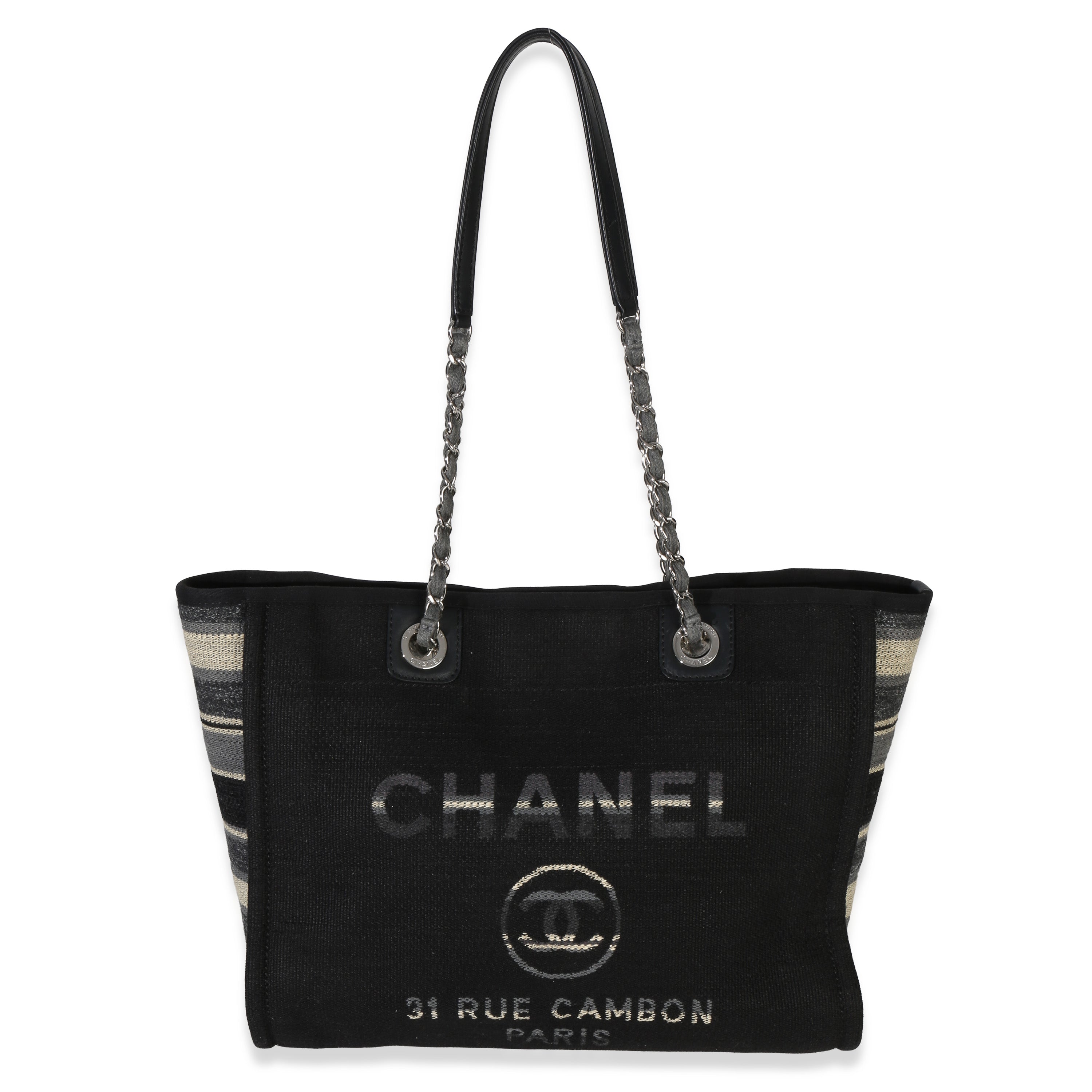 Blue Canvas Striped Small Deauville Shopping Tote