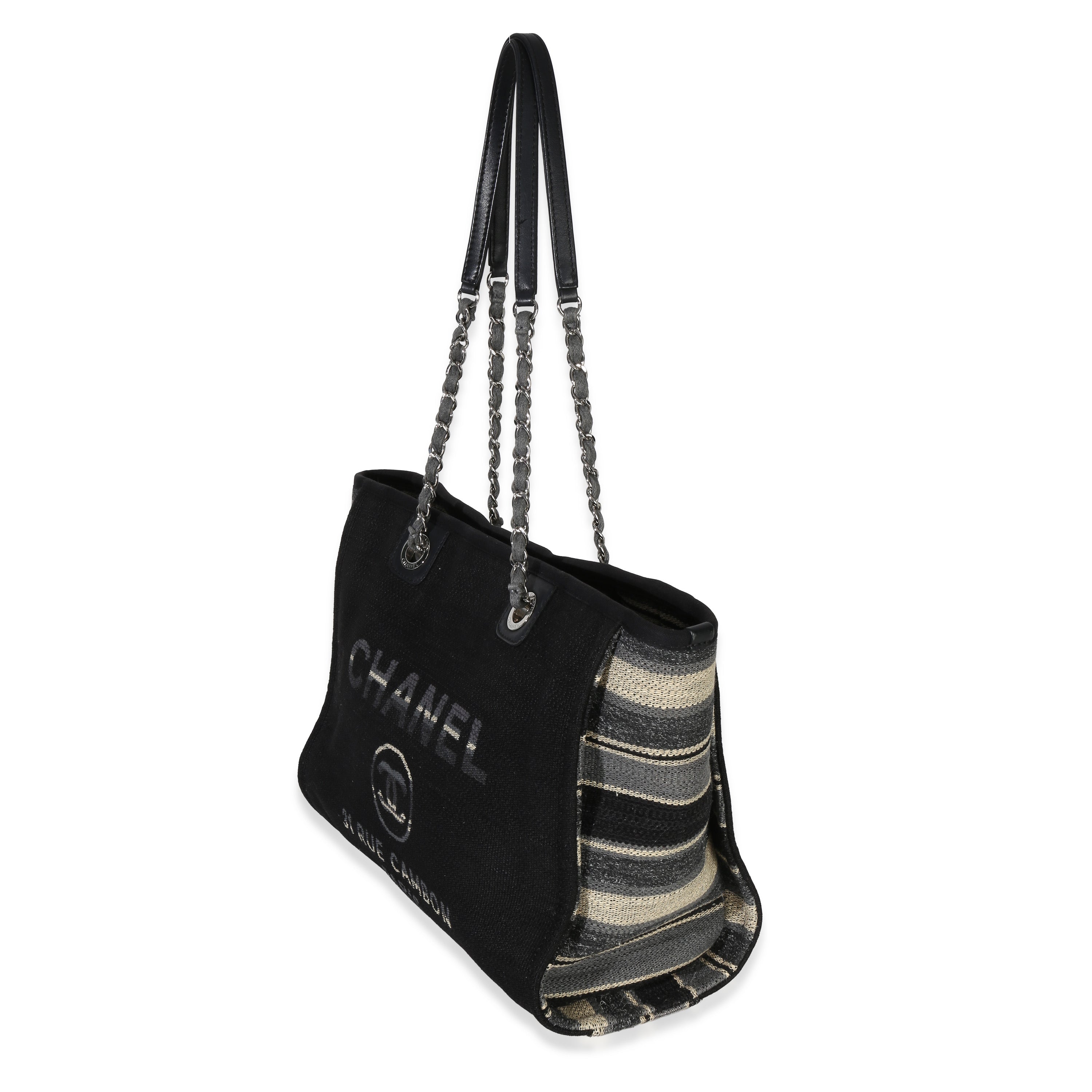 Blue Canvas Striped Small Deauville Shopping Tote