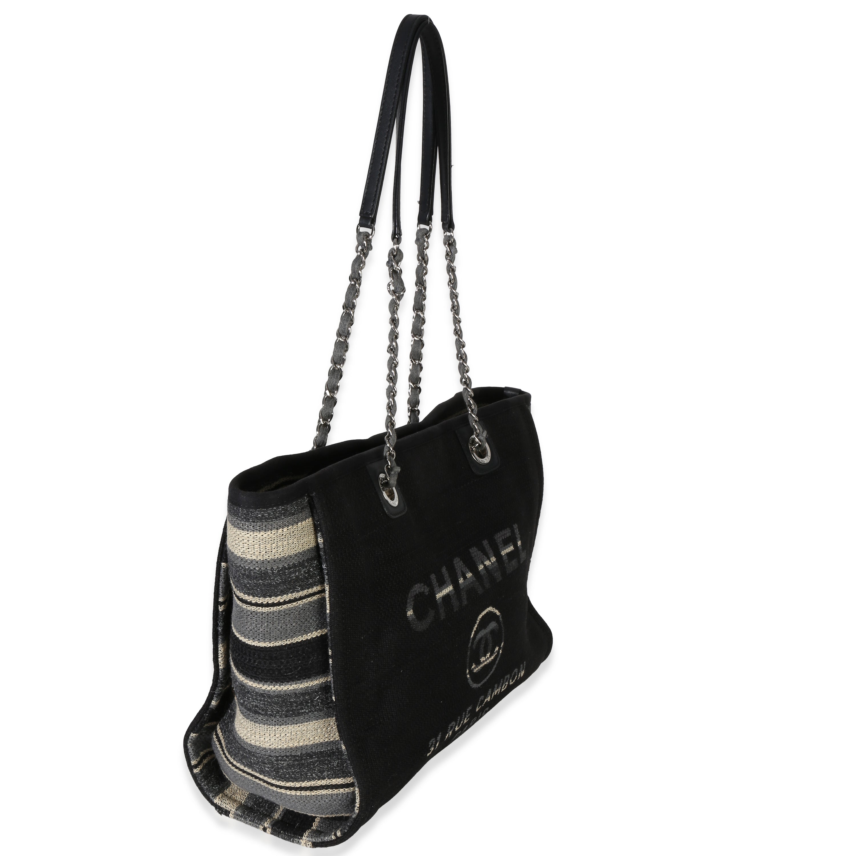 Blue Canvas Striped Small Deauville Shopping Tote