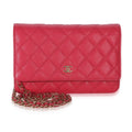 Dark Pink Quilted Caviar Wallet On Chain
