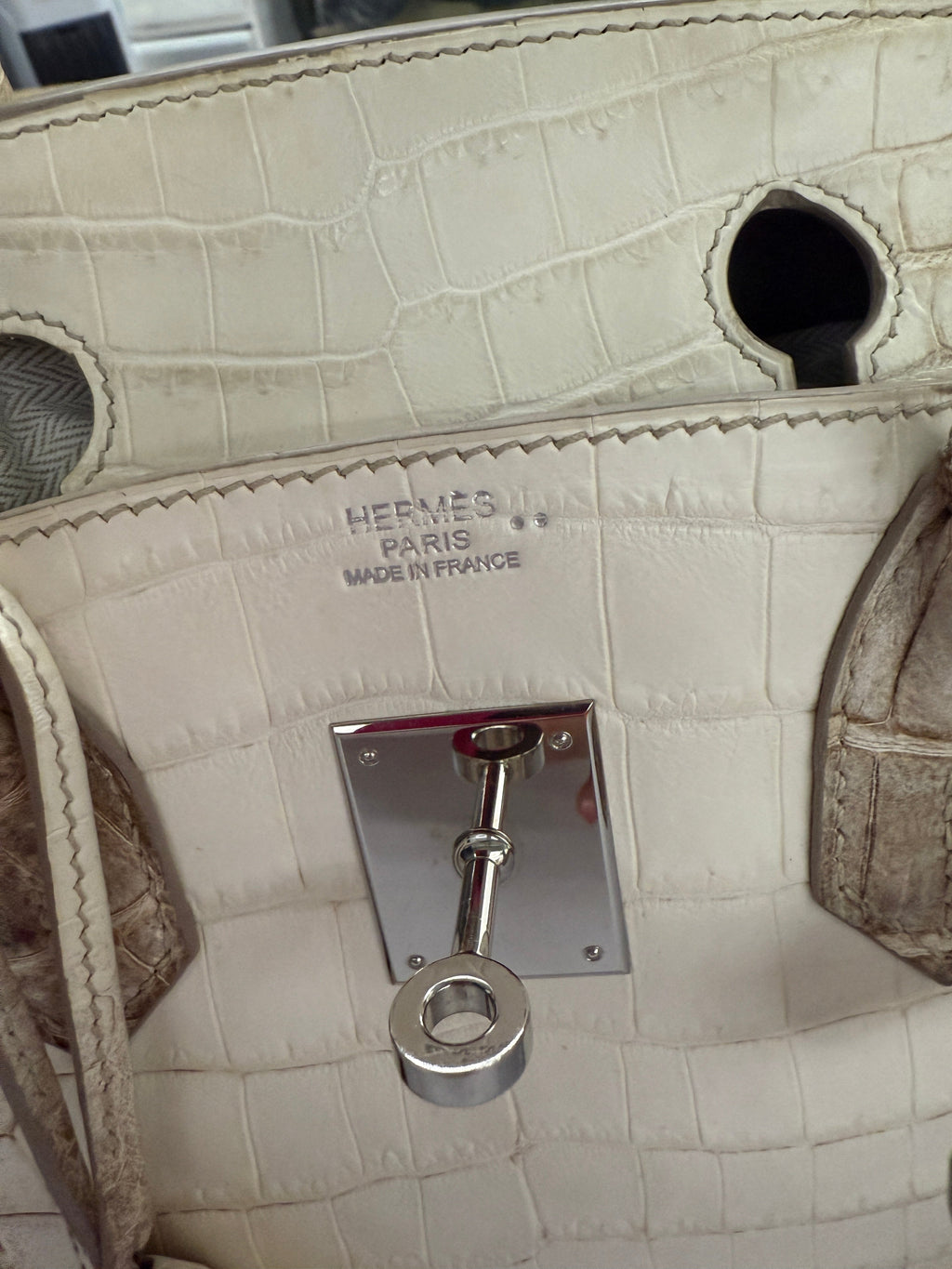 Blanc Matte Niloticus Crocodile Himalaya Birkin 30 PHW