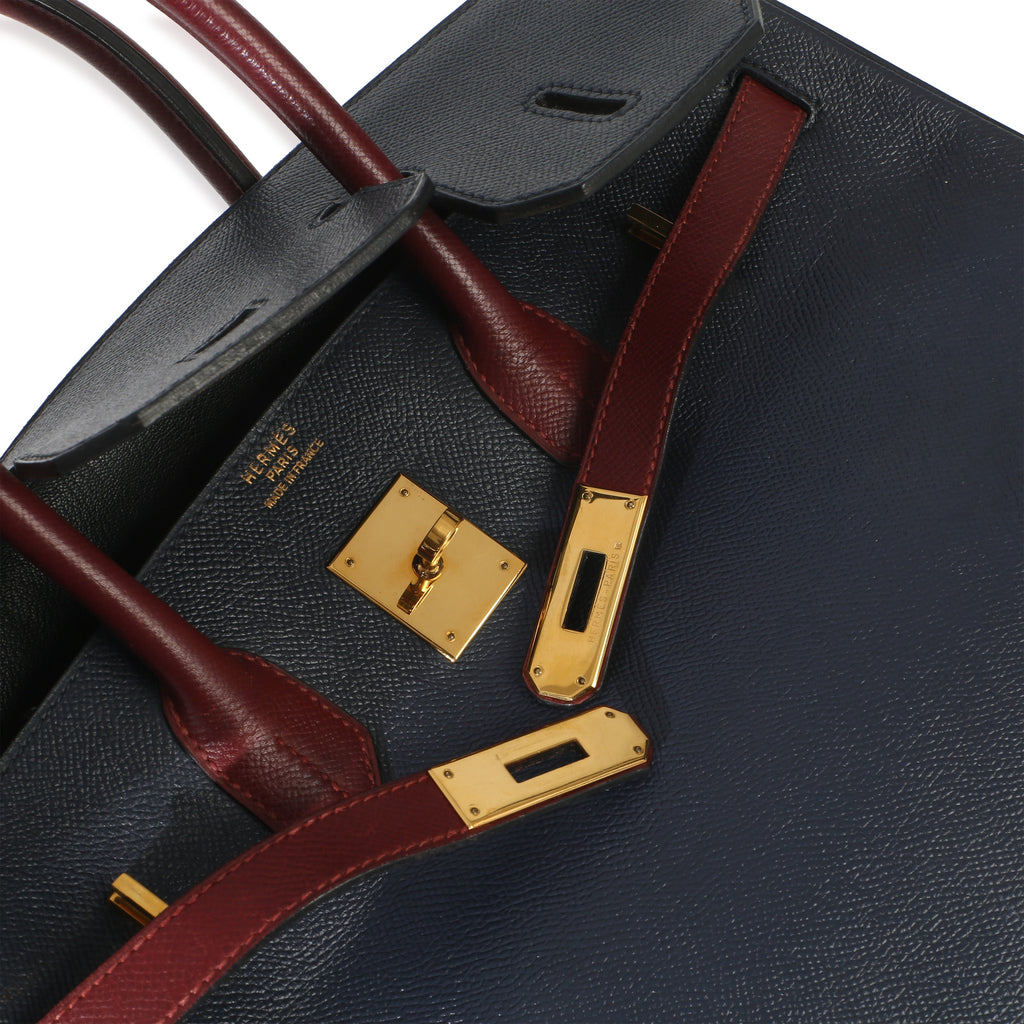 Vintage Rouge H Bleu Marine Courchevel Birkin 35 GHW