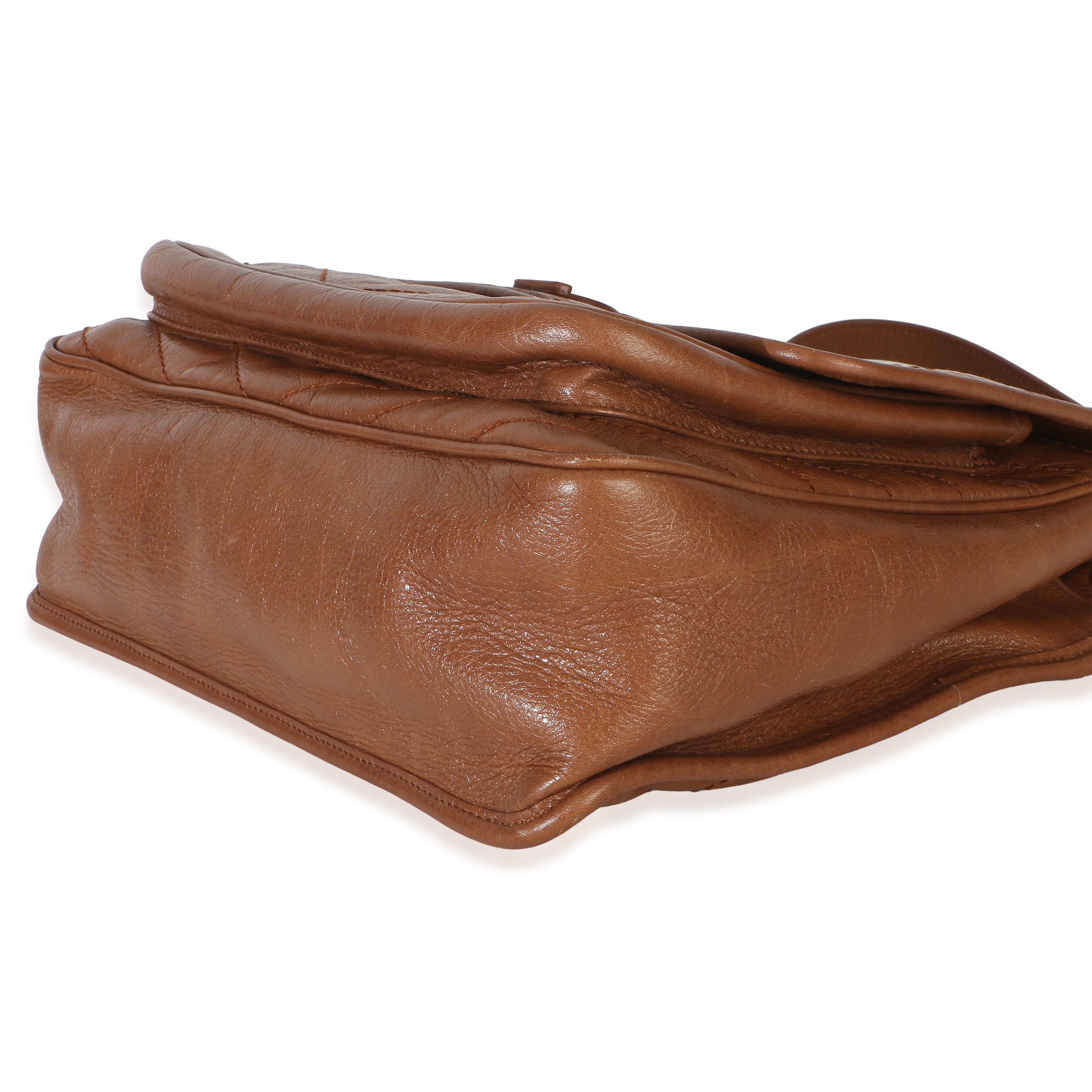 Caramel Crinkled Calfskin Matelasse Medium Niki Chain Satchel