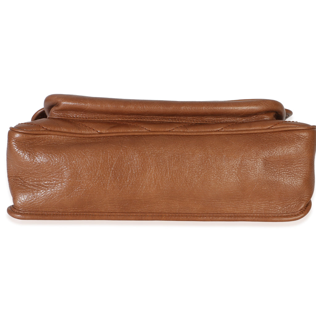 Caramel Crinkled Calfskin Matelasse Medium Niki Chain Satchel