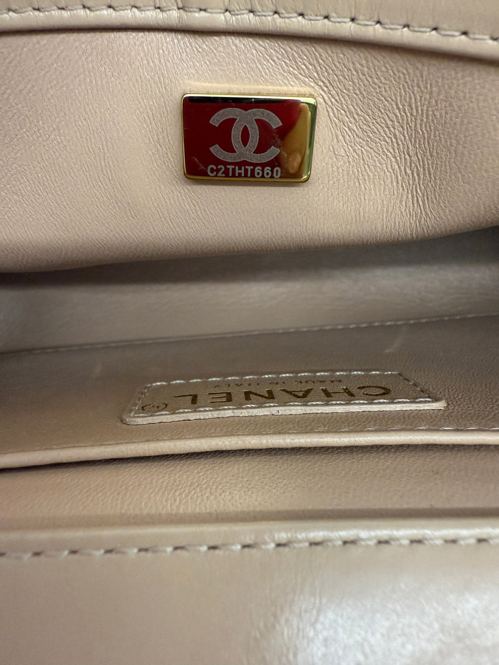Beige Quilted Calfskin Mini Perfect Fit Flap Bag