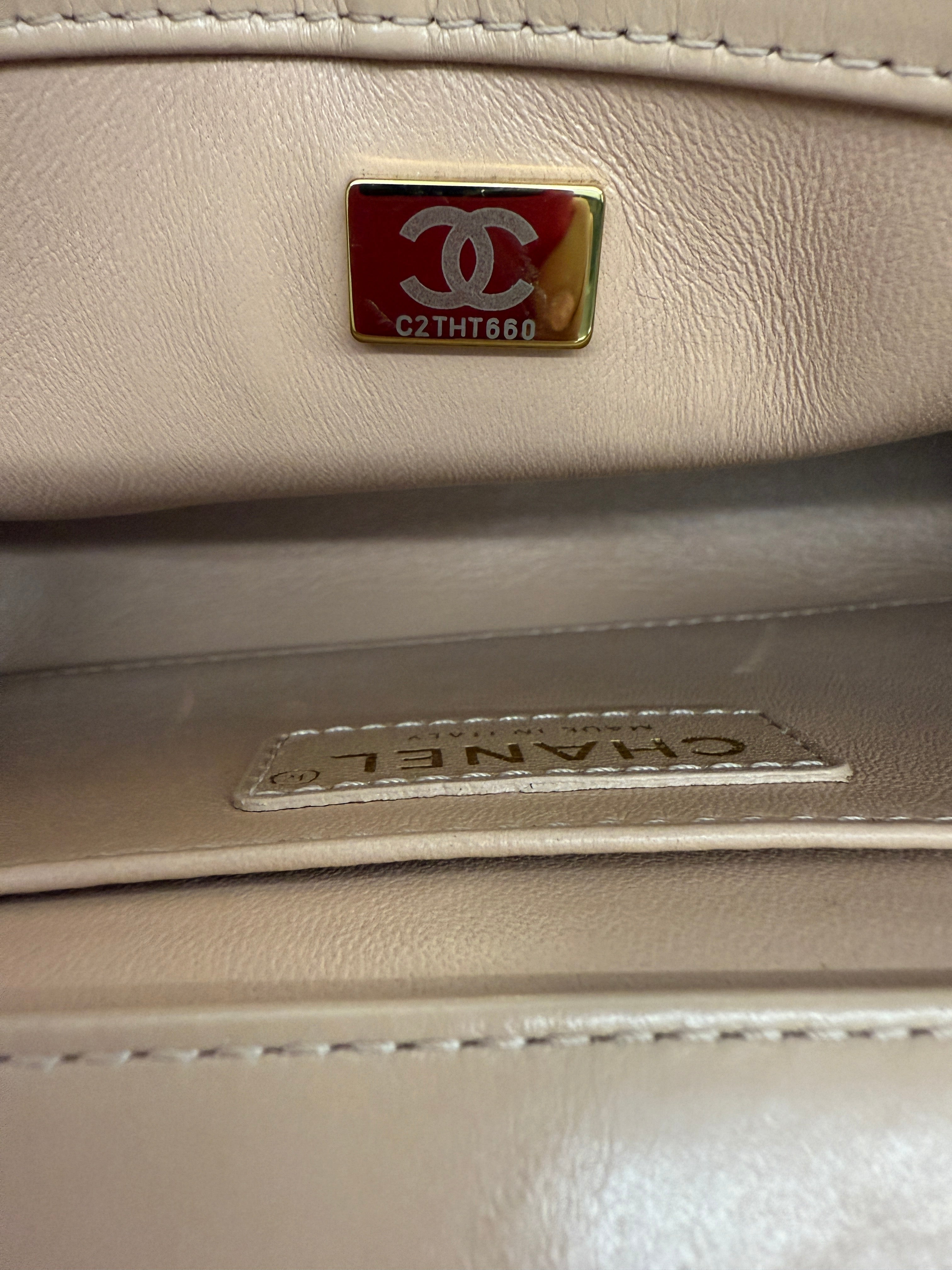 Beige Quilted Calfskin Mini Perfect Fit Flap Bag