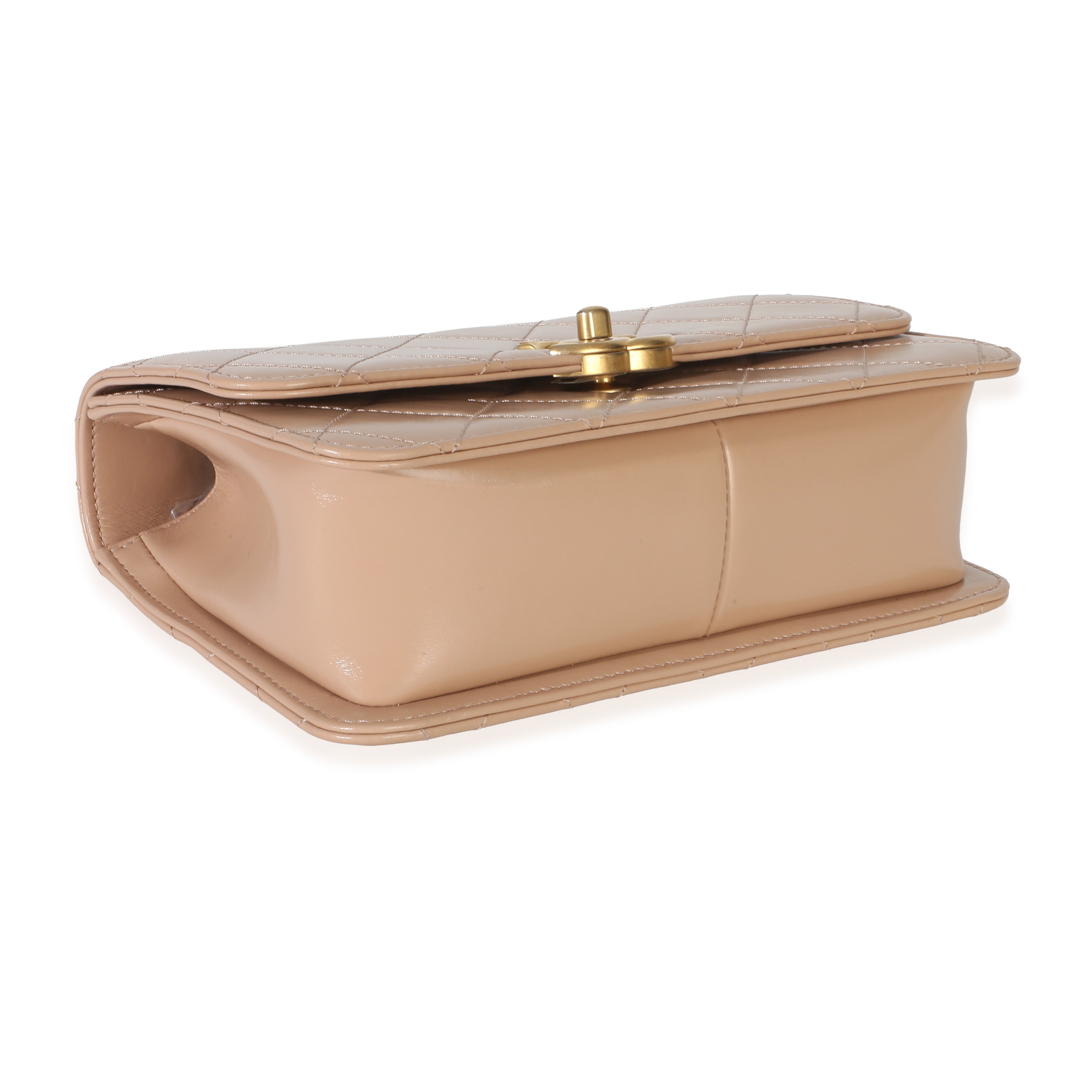 Beige Quilted Calfskin Mini Perfect Fit Flap Bag
