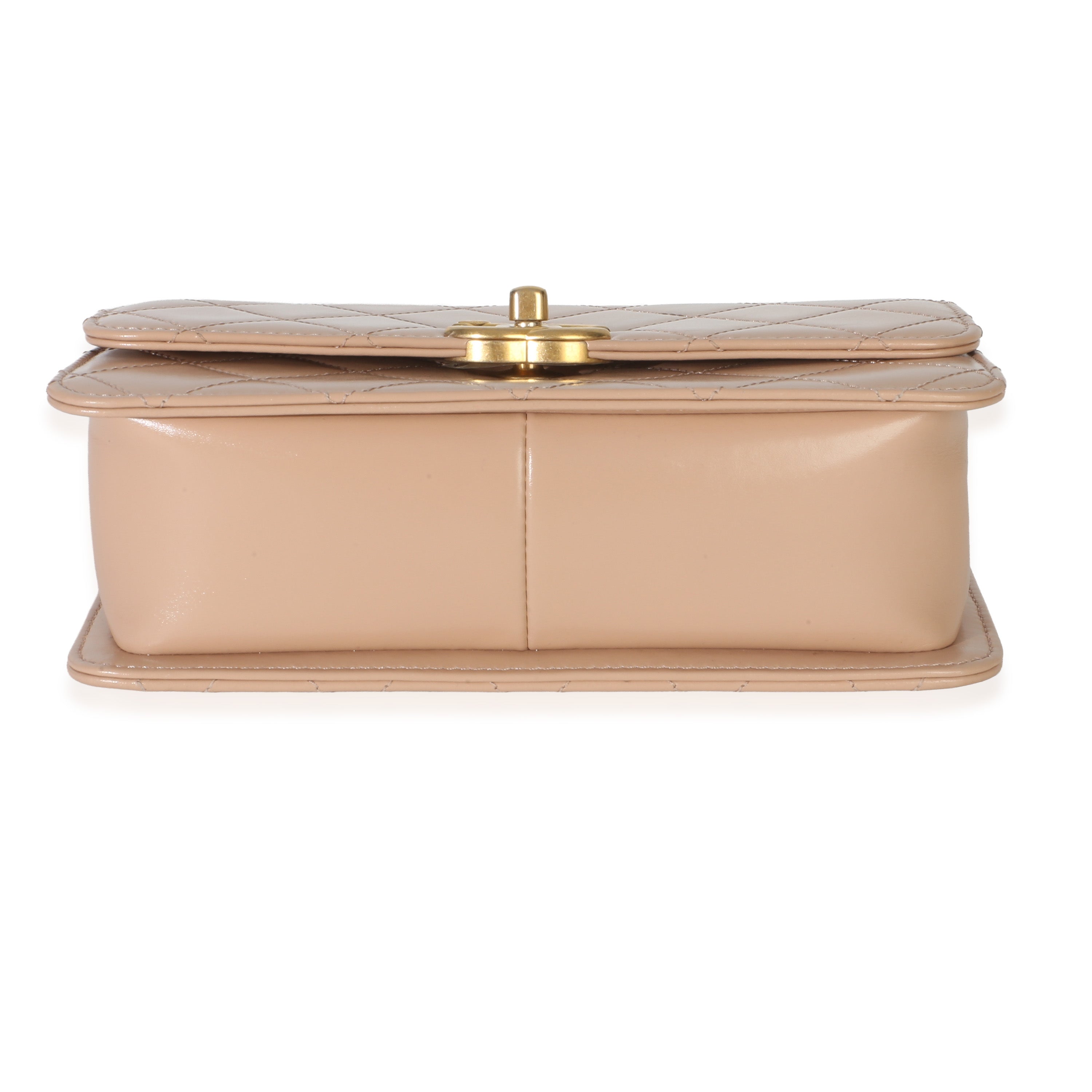 Beige Quilted Calfskin Mini Perfect Fit Flap Bag