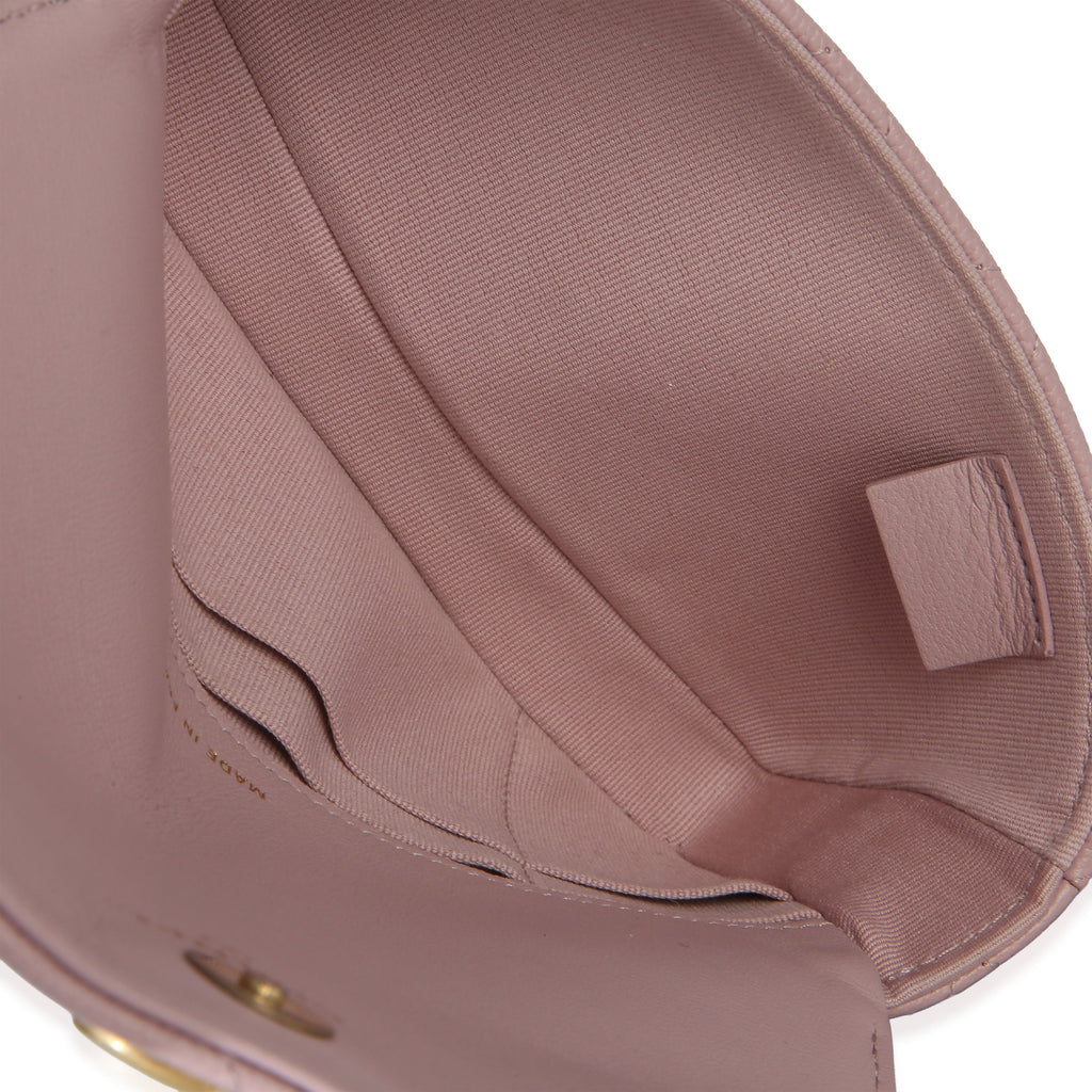 Light Pink Quilted Caviar Sweetheart Phone Holder With Chain Handbag